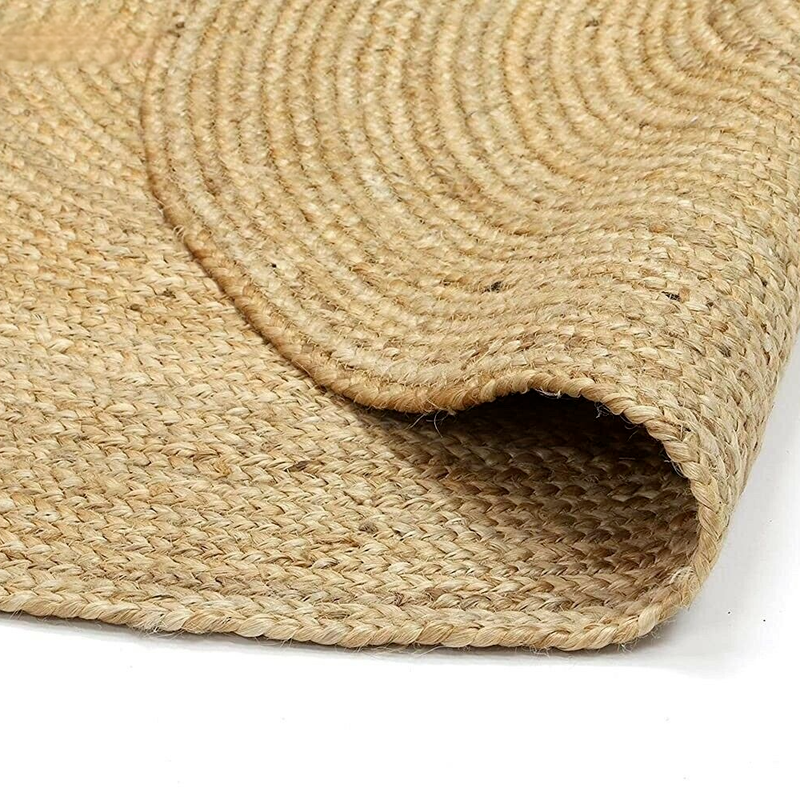 Alfombra Redonda 120cm Yute Natural Tejido Interior Exterior-4