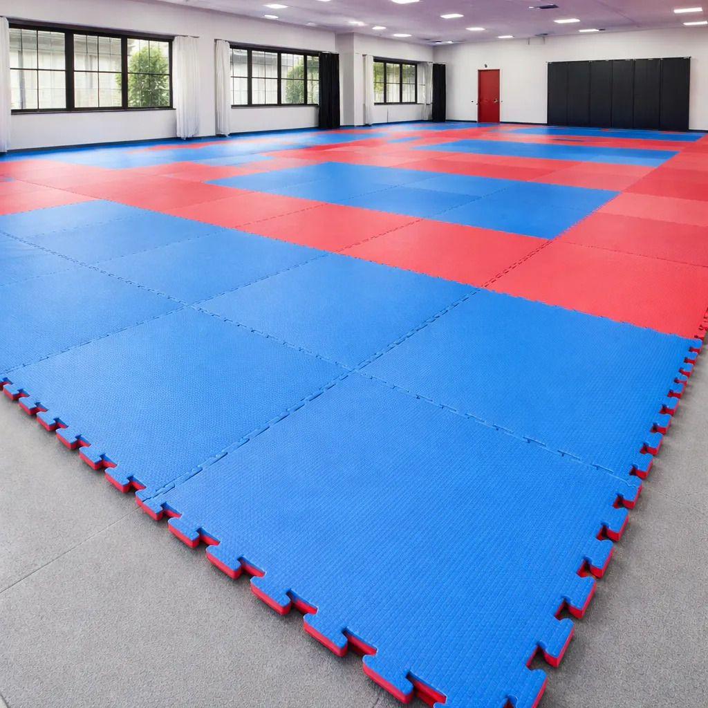 Plancha Tatami 1mt x 1mt x 2,5cm Rojo/azul QRubber-5