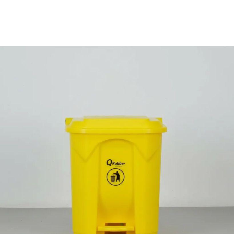 Basurero Contenedor Basura Qrubber 30lts. amarillo con pedal-1