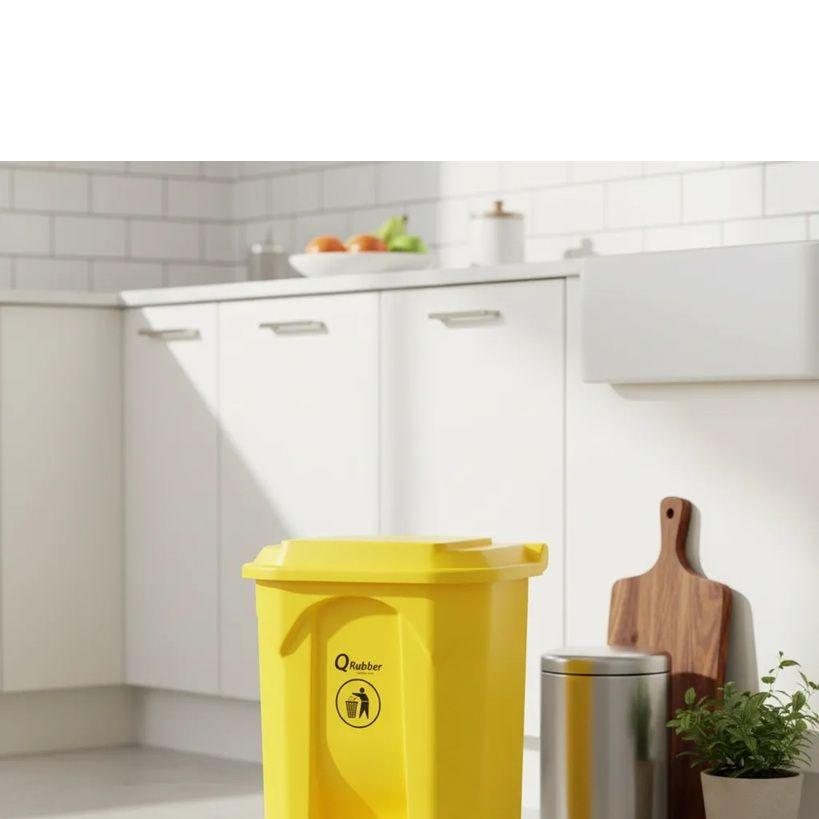 Basurero Contenedor Basura Qrubber 30lts. amarillo con pedal-3