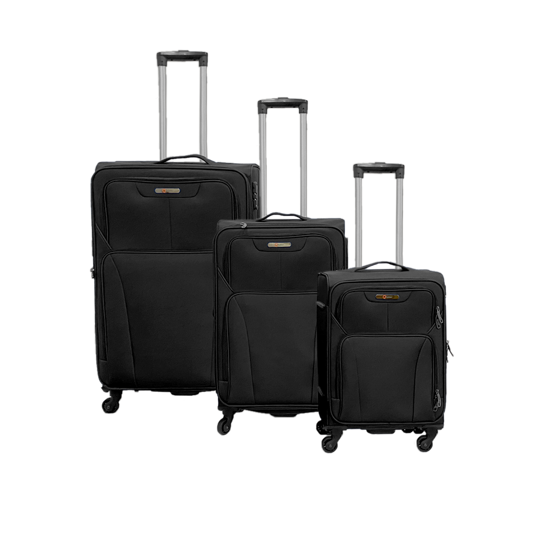 SET TRES MALETAS DE TELA QRUBBER NEGRA-0