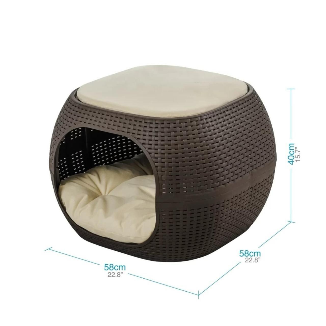 Cama Mascotas Perro/Gato Acolchada tipo Rattán MQ QRubber-4