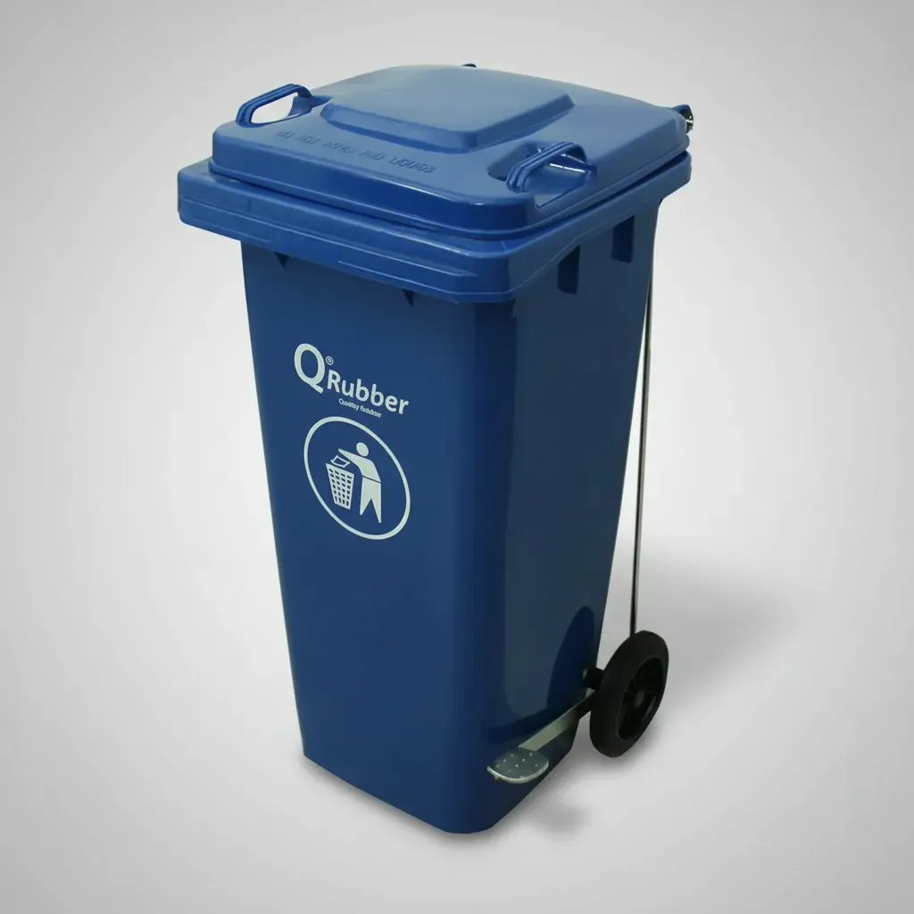 Contenedor de Basura 120 lts. con pedal azul Qrubber-3