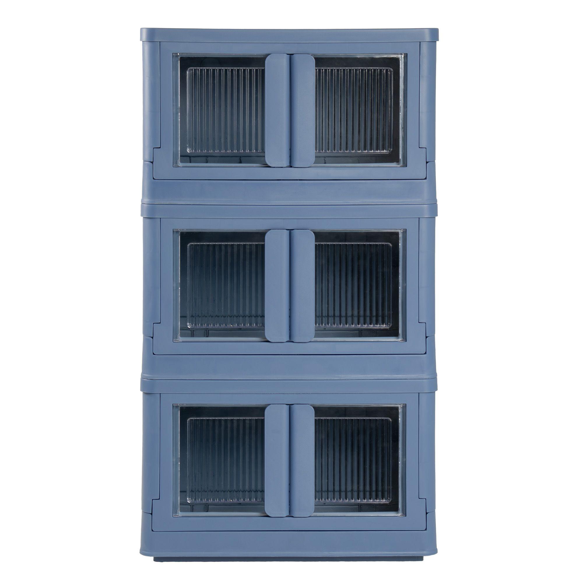 Caja Plegable Organizadora 3 Niveles Azul MQ Qrubber-0