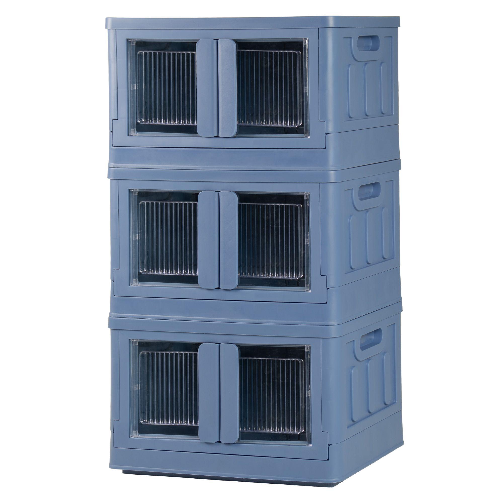 Caja Plegable Organizadora 3 Niveles Azul MQ Qrubber-1