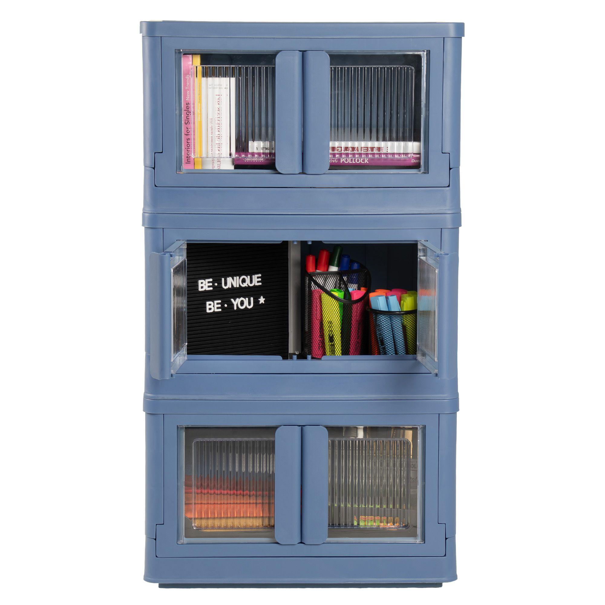 Caja Plegable Organizadora 3 Niveles Azul MQ Qrubber-2