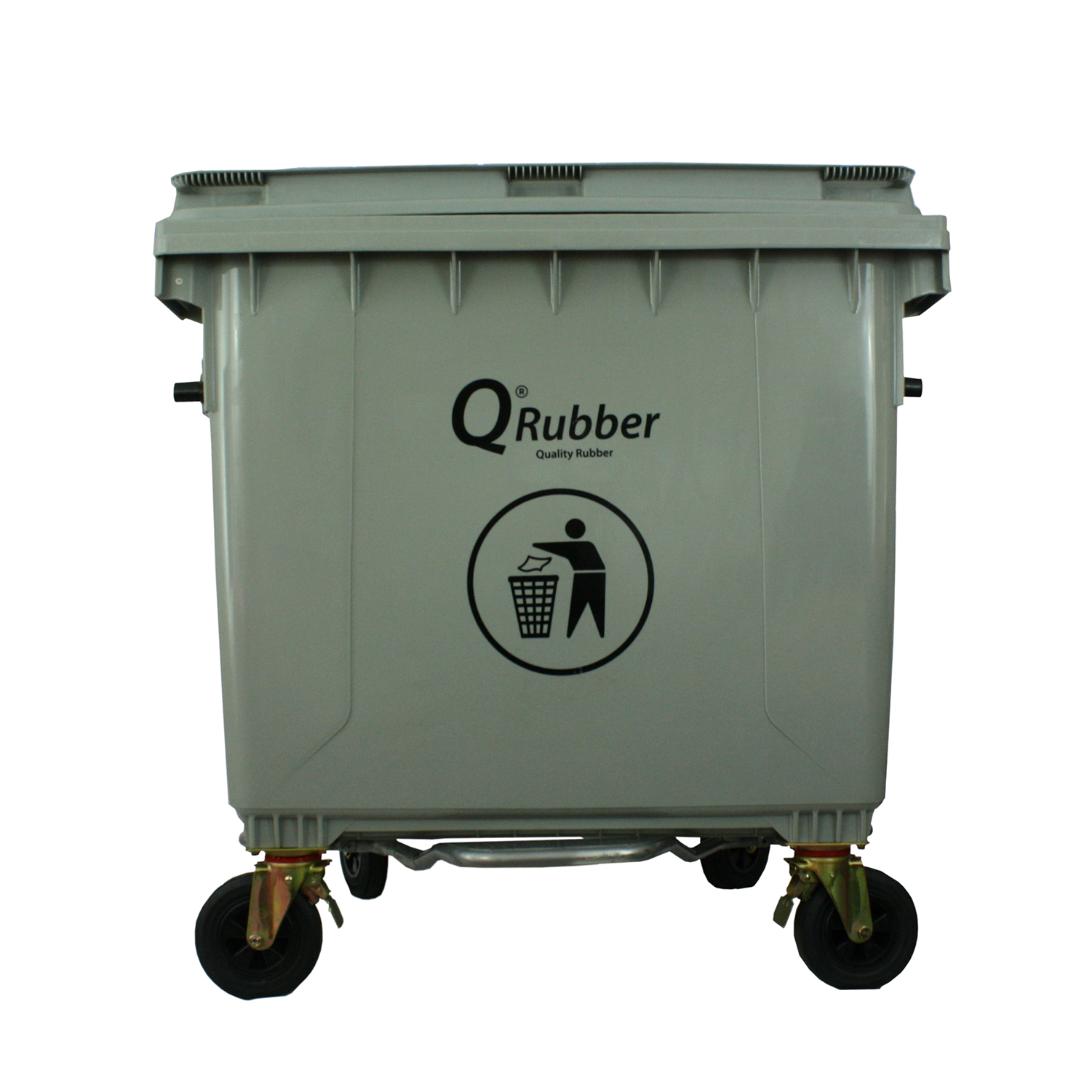 Contenedor de Basura 1100 lts gris con pedal QRubber-2