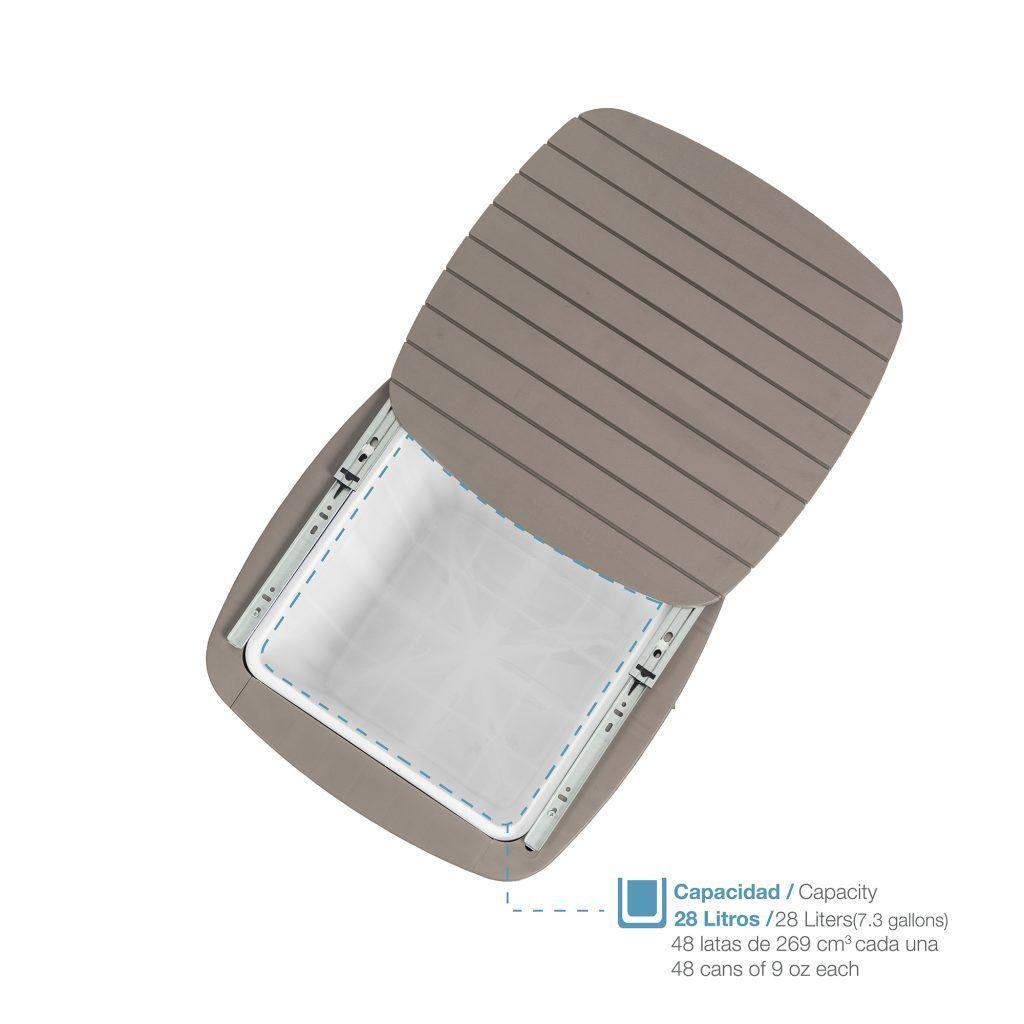 Mesa Cooler Capri Tipo Rattán Taupé Terraza MQ QRubber-3