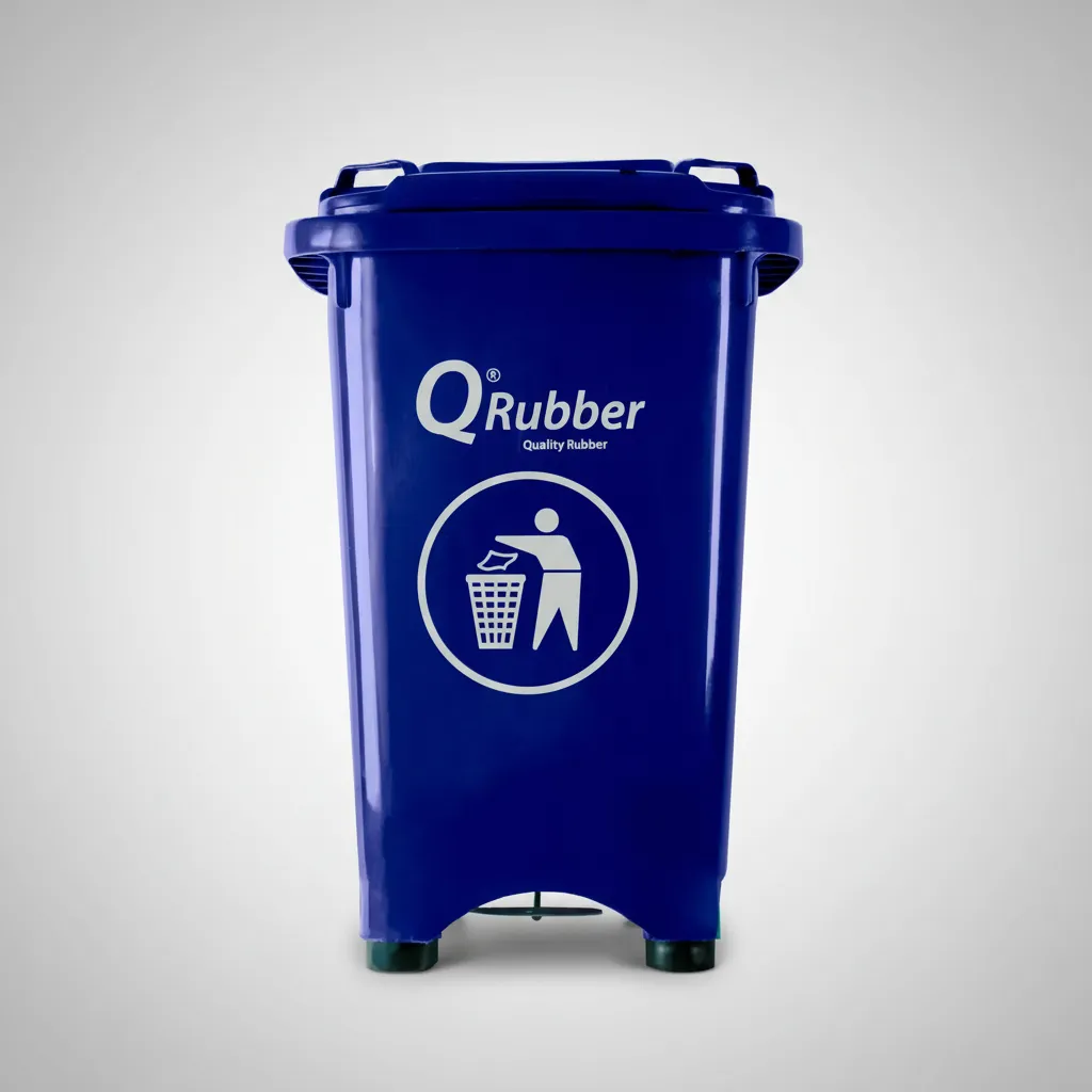 Basurero Contenedor Basura 50 lts. con pedal azul QRubber-2
