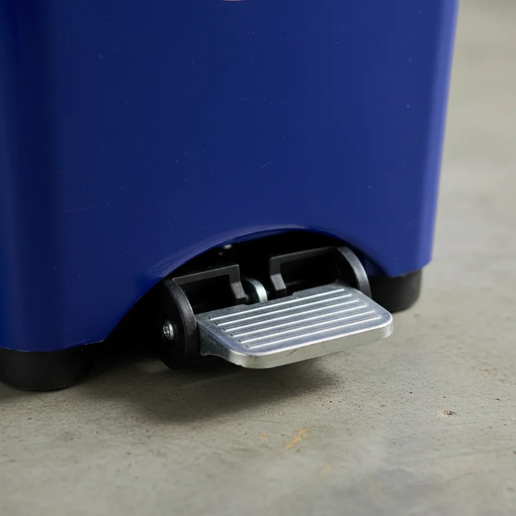 Basurero Contenedor Basura 50 lts. con pedal azul QRubber-4