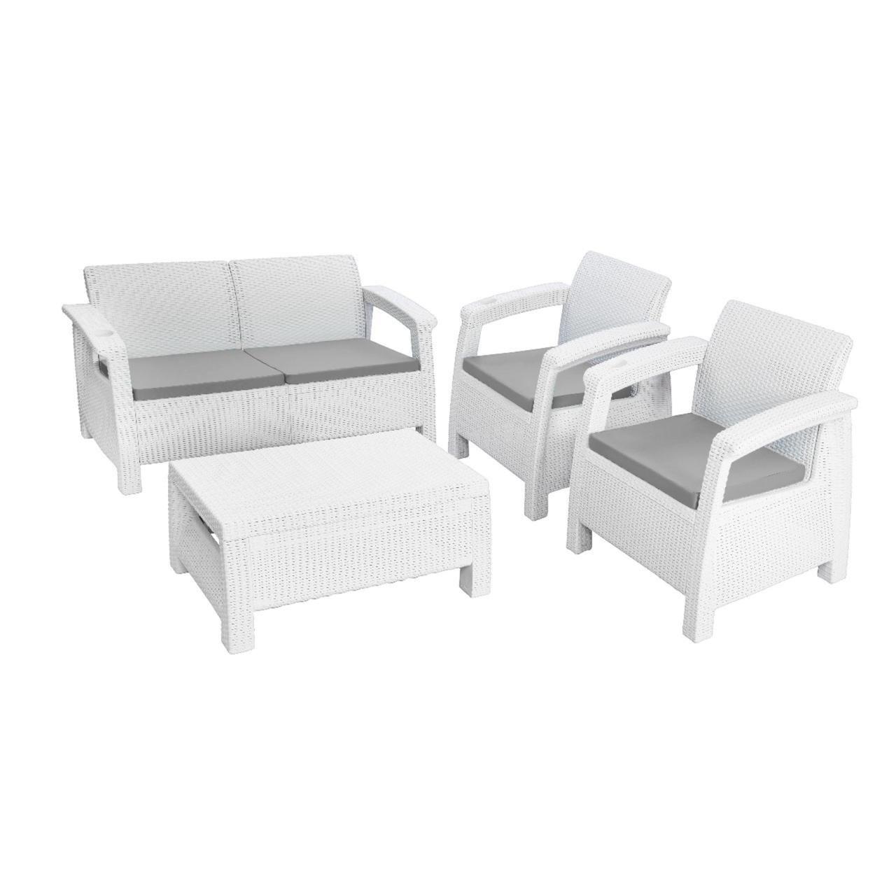 Juego Terraza Ferrara Comfort Blanco tipo Rattán MQ QRubber-0