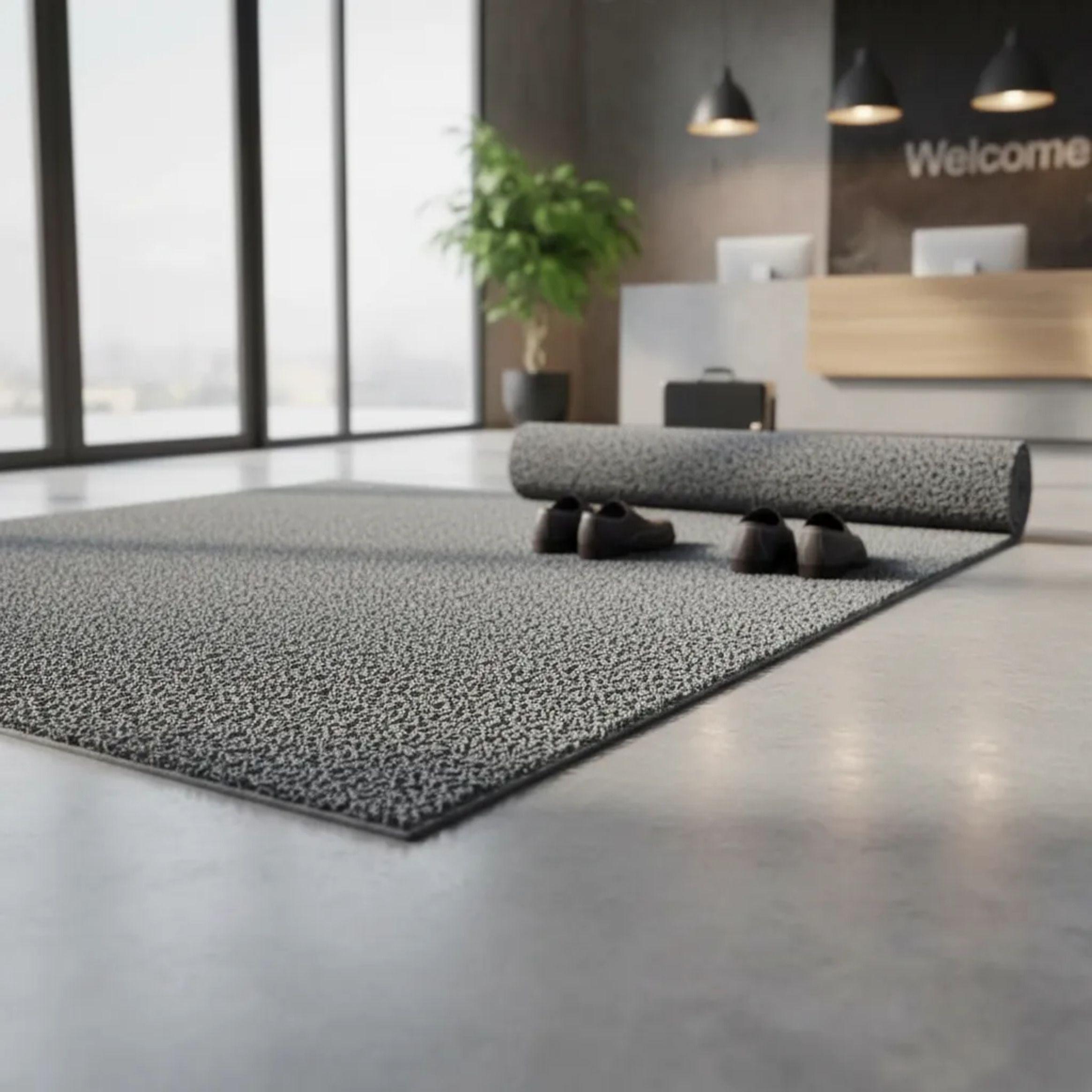 Piso PVC limpiapiés 1.20mtx12 mts Gris Alto tráfico QRubber-2