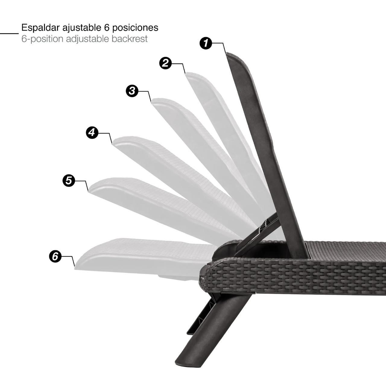 Reposera Plegable Capri Café Oscuro tipo Rattán MQ QRubber-4