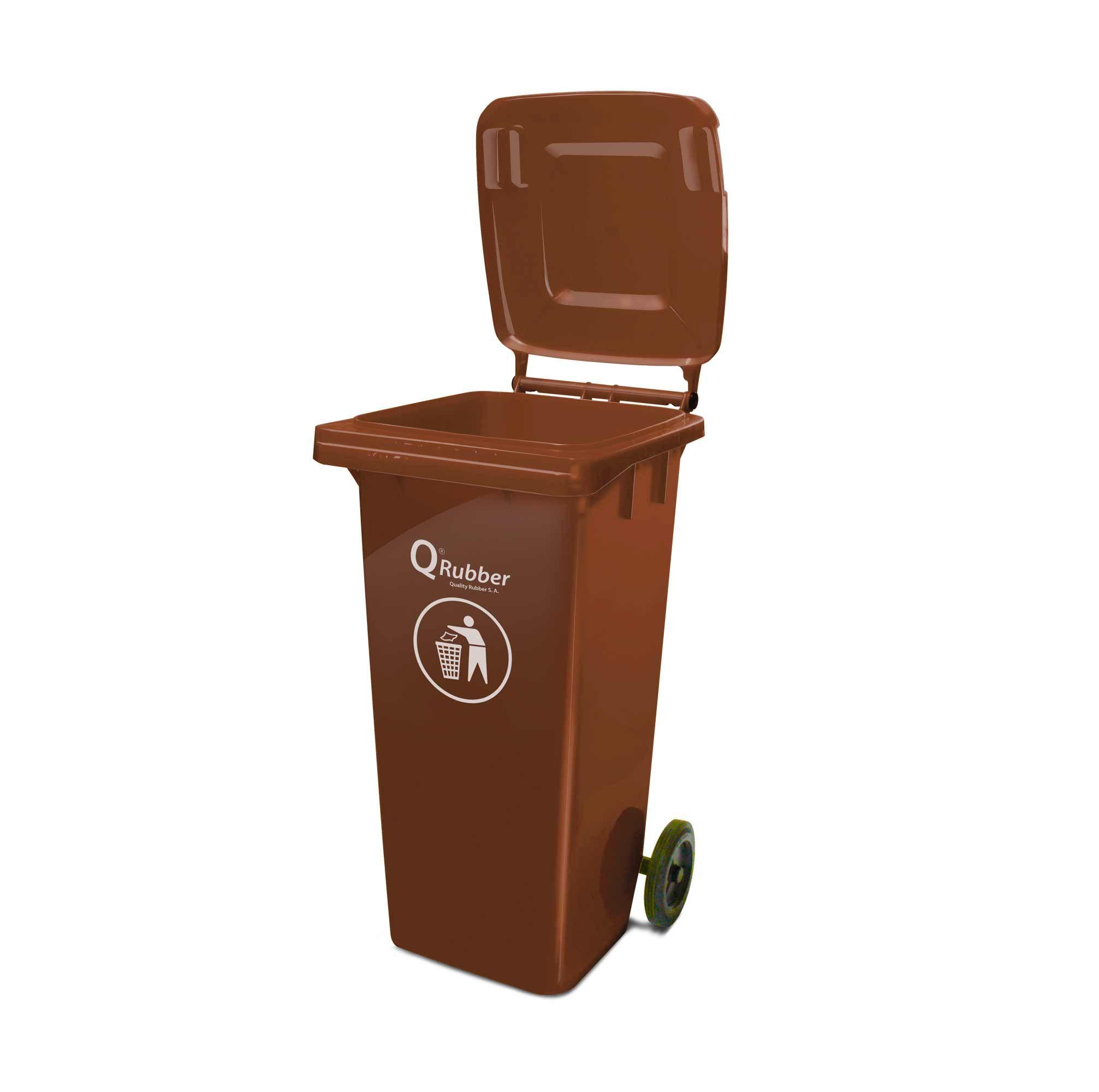 Basurero Contenedor Basura 120 lts. café QRubber-2