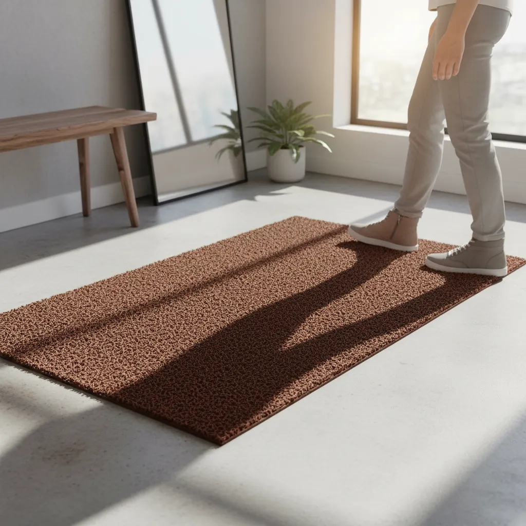 Piso PVC limpiapiés premium 1.20mt x 12 mts Café QRubber-2