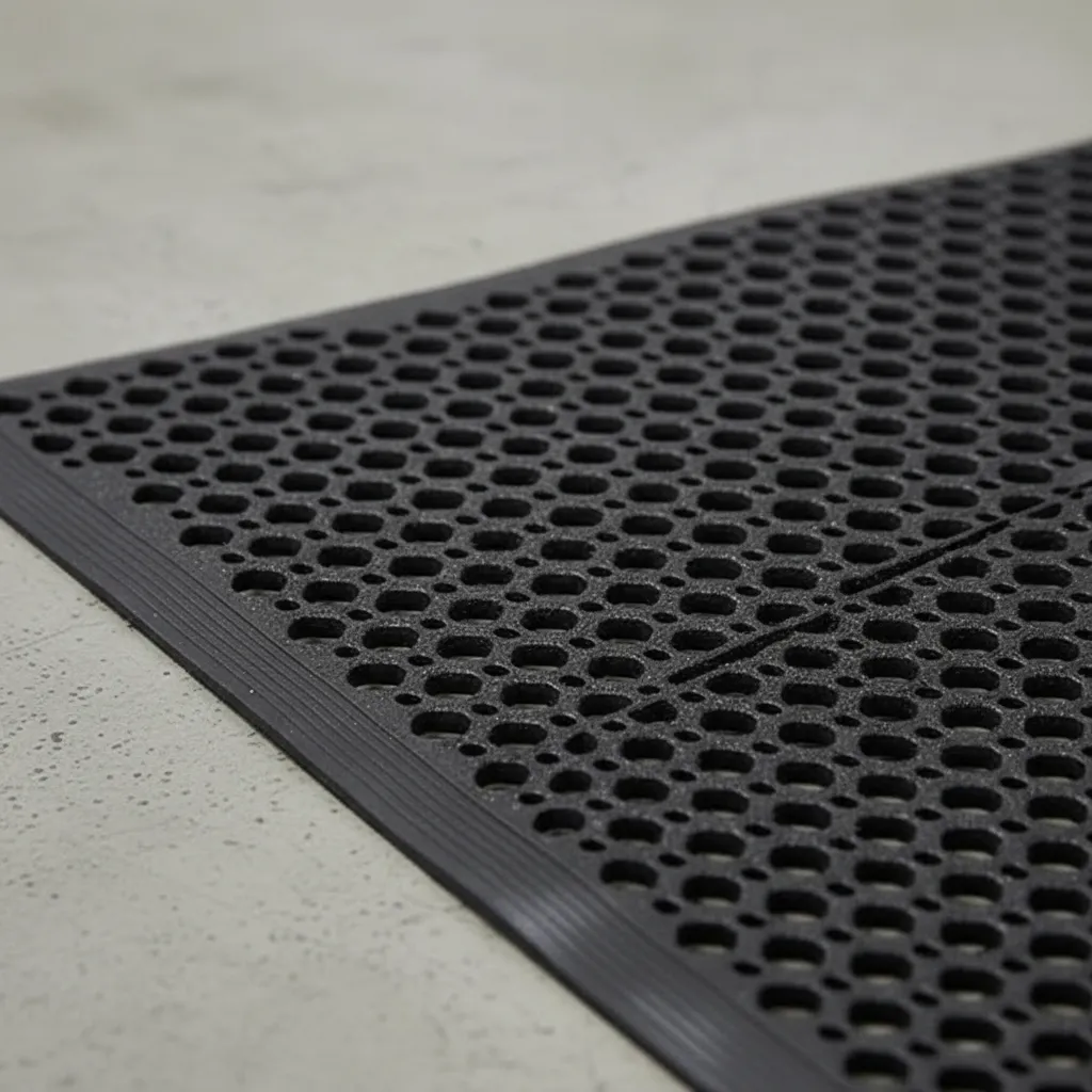 Piso Drenaje c/ bordes seguridad 91cmx152mx11mm QRubber-1