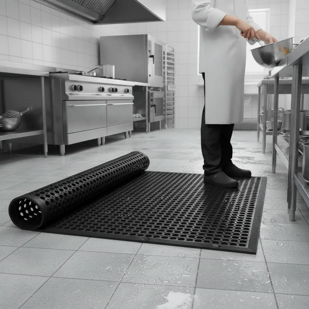 Piso Drenaje c/ bordes seguridad 91cmx152mx11mm QRubber-2