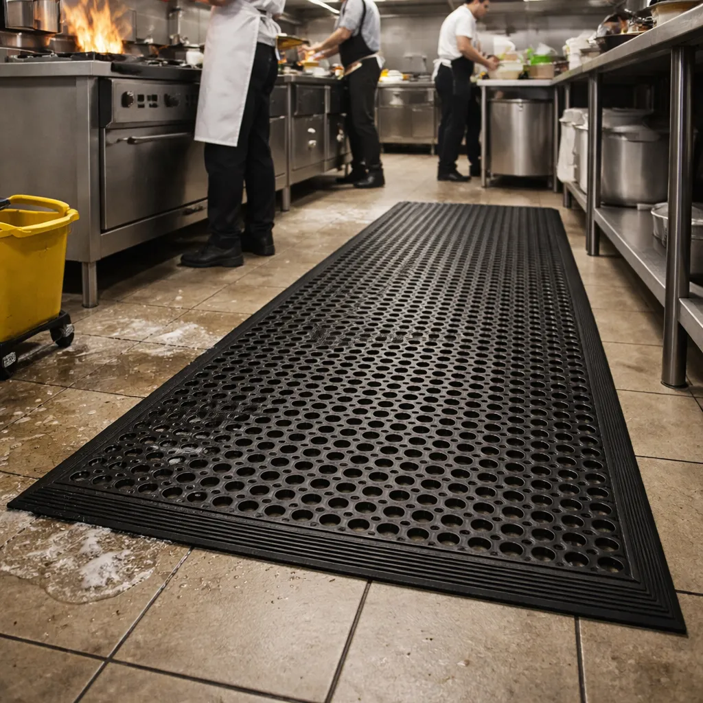 Piso Drenaje c/ bordes seguridad 91cmx152mx11mm QRubber-3