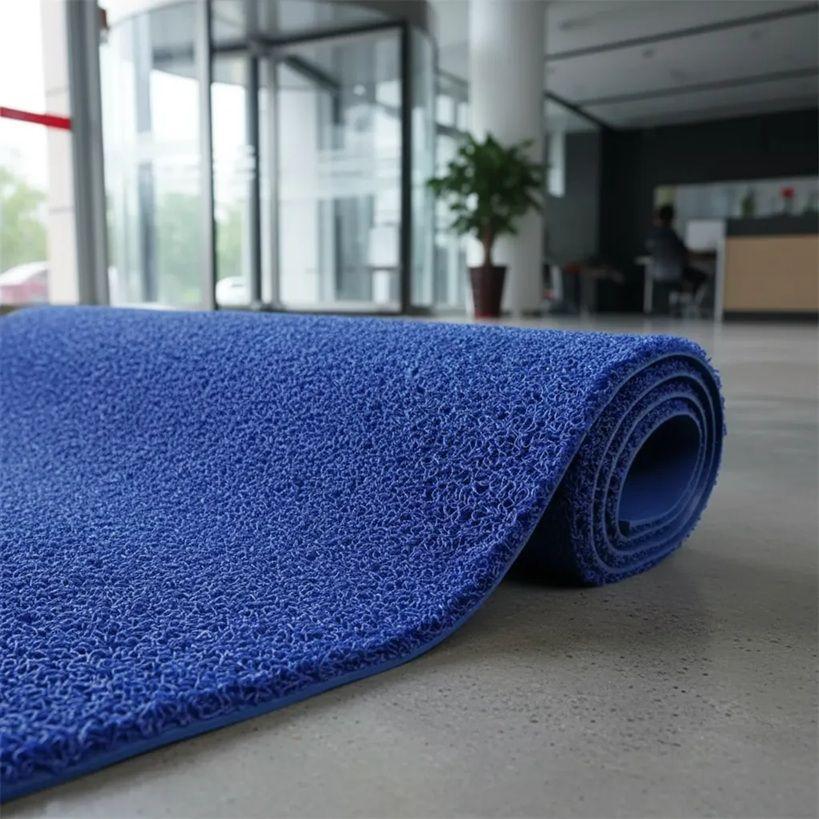 Piso PVC limpiapiés premium 1.20mt x 12 mts Azul QRubber-3