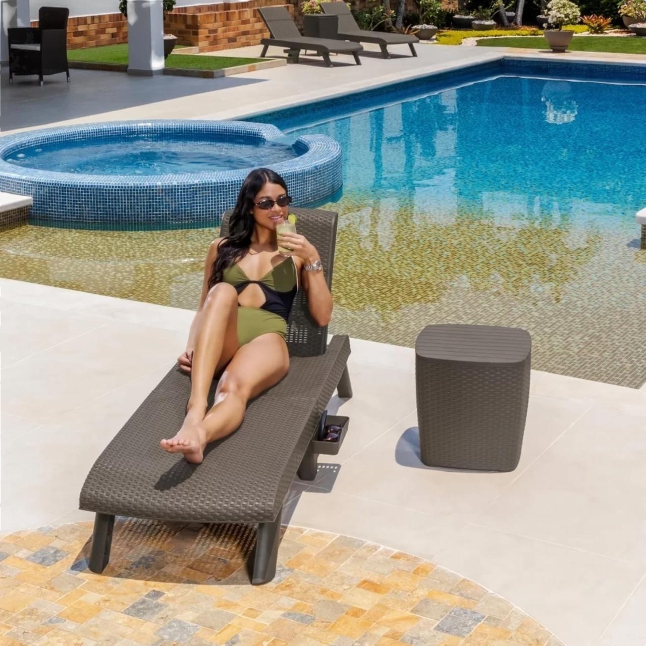Reposera Plegable Capri Mocca tipo Rattán MQ QRubber-5