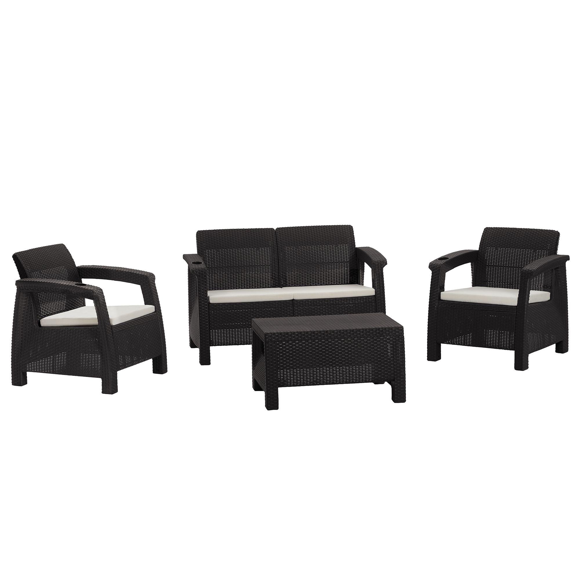 Juego Terraza Ferrara Comfort Marrón tipo Rattán MQ QRubber-0