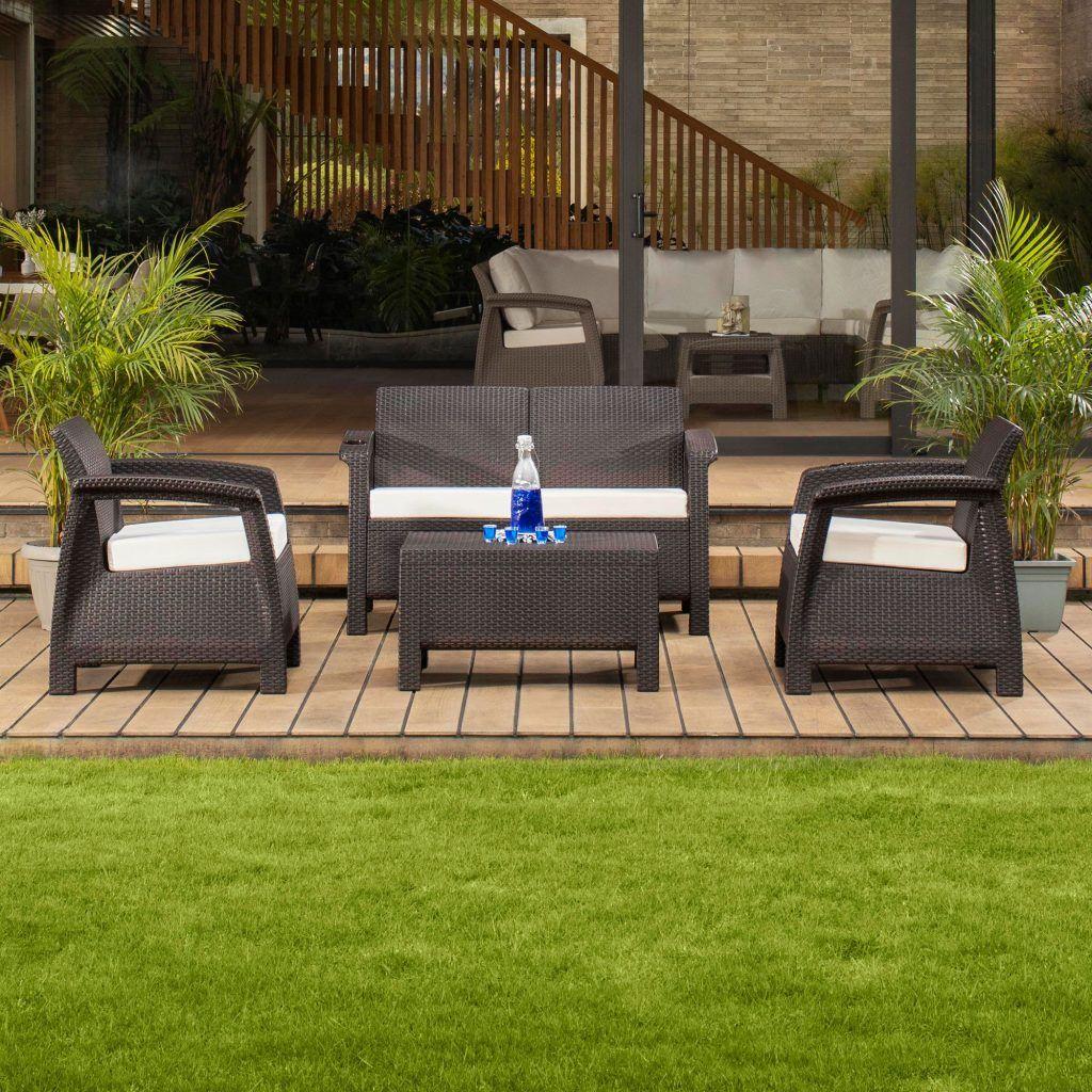 Juego Terraza Ferrara Comfort Marrón tipo Rattán MQ QRubber-9
