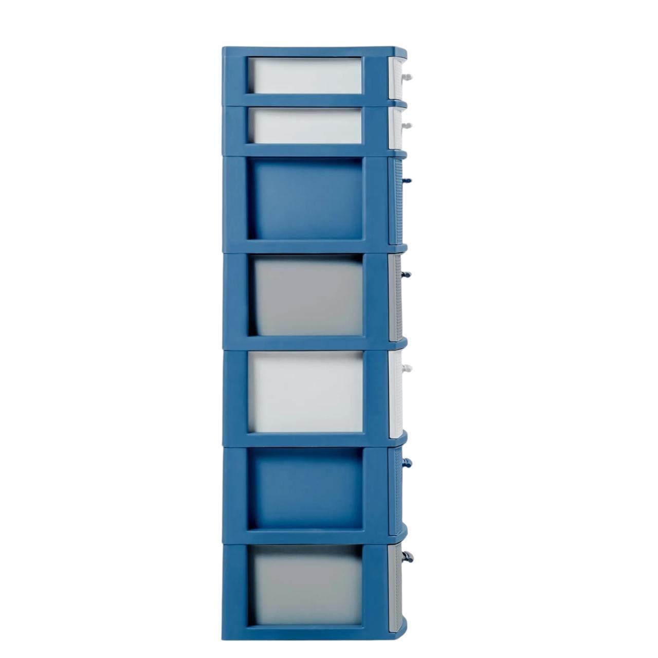 Cajonero 7 Niveles Space Azul Blanco tipo Rattán MQ QRubber-2