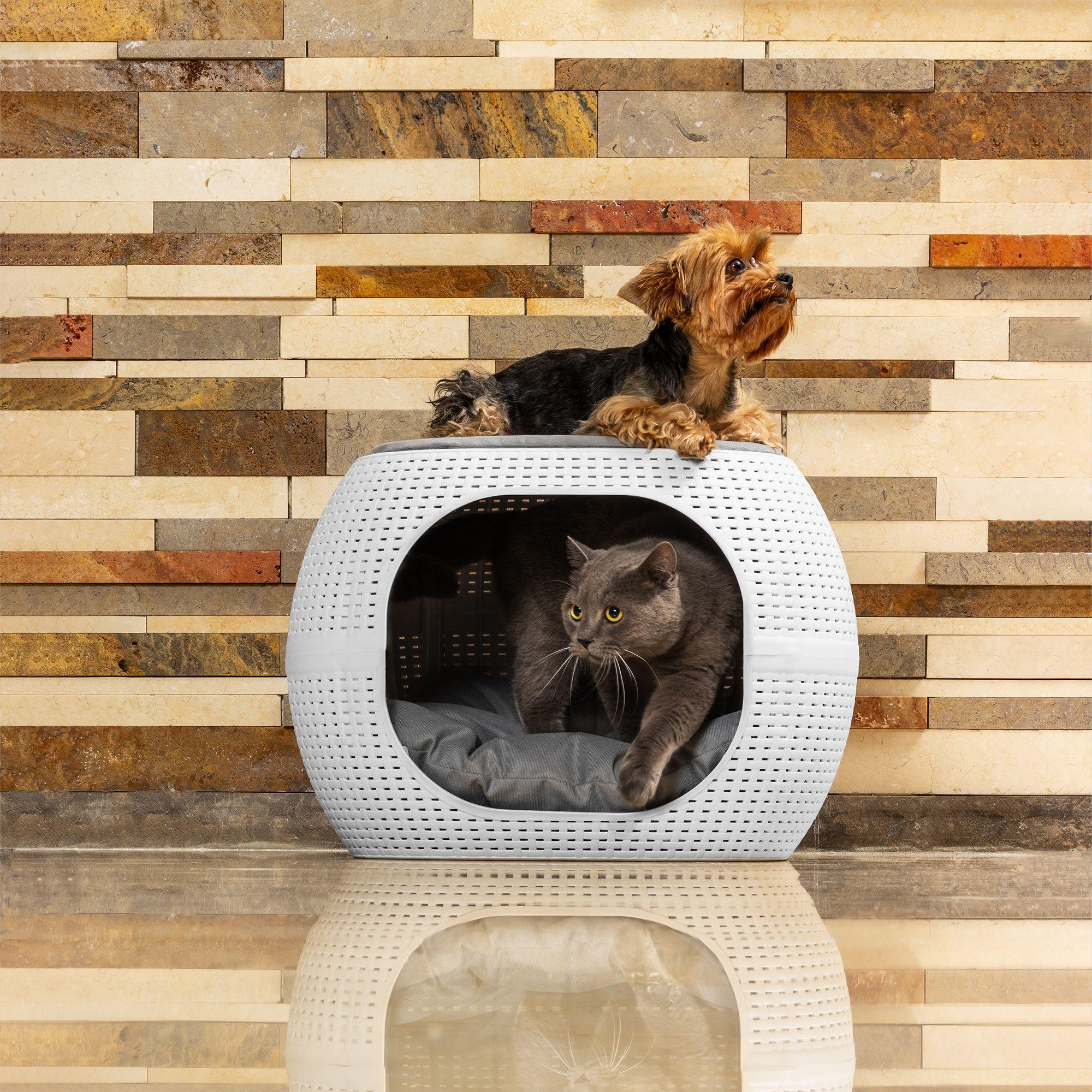 Cama Mascotas Perro/Gato Acolchada tipo Rattán MQ QRubber-8