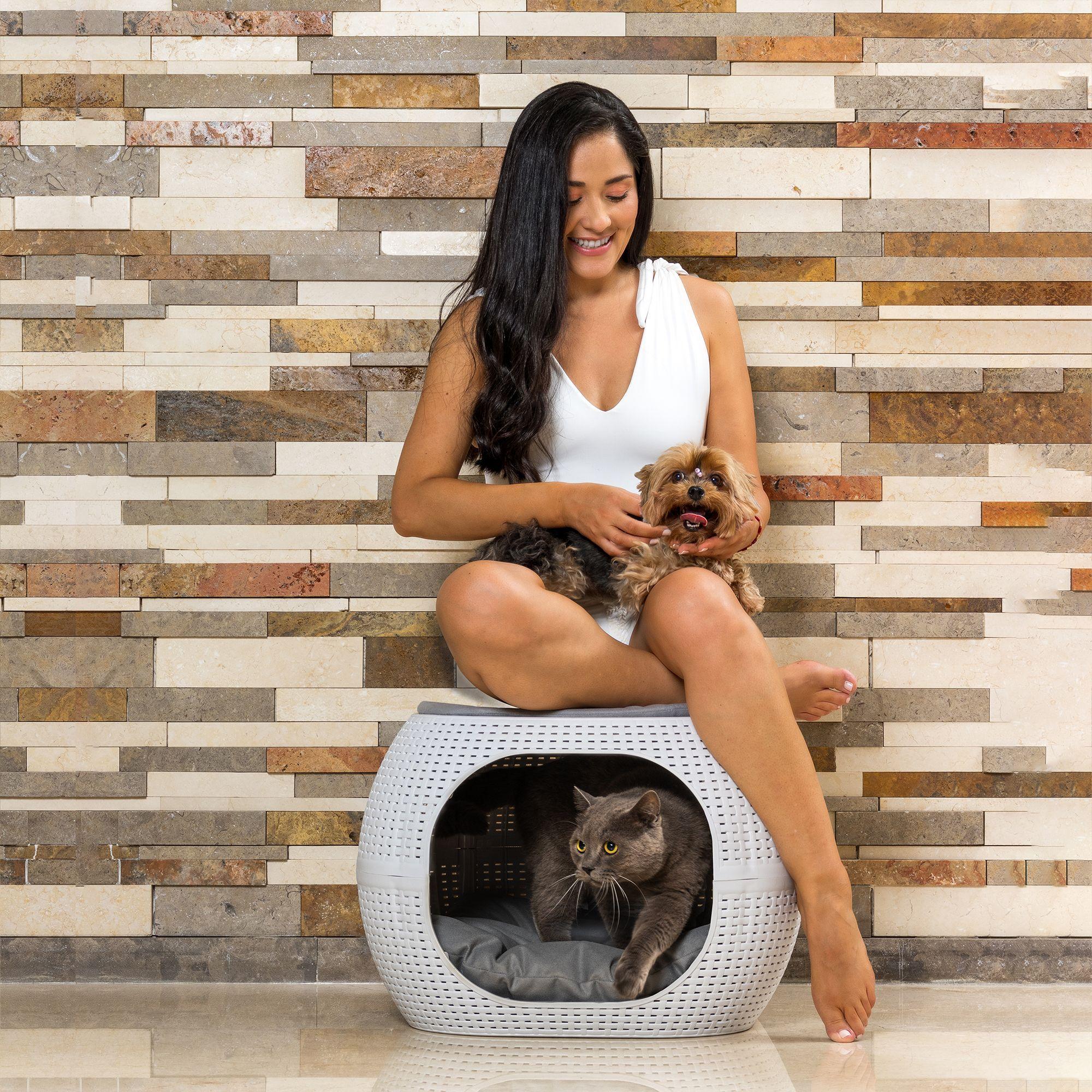 Cama Mascotas Perro/Gato Acolchada tipo Rattán MQ QRubber-9