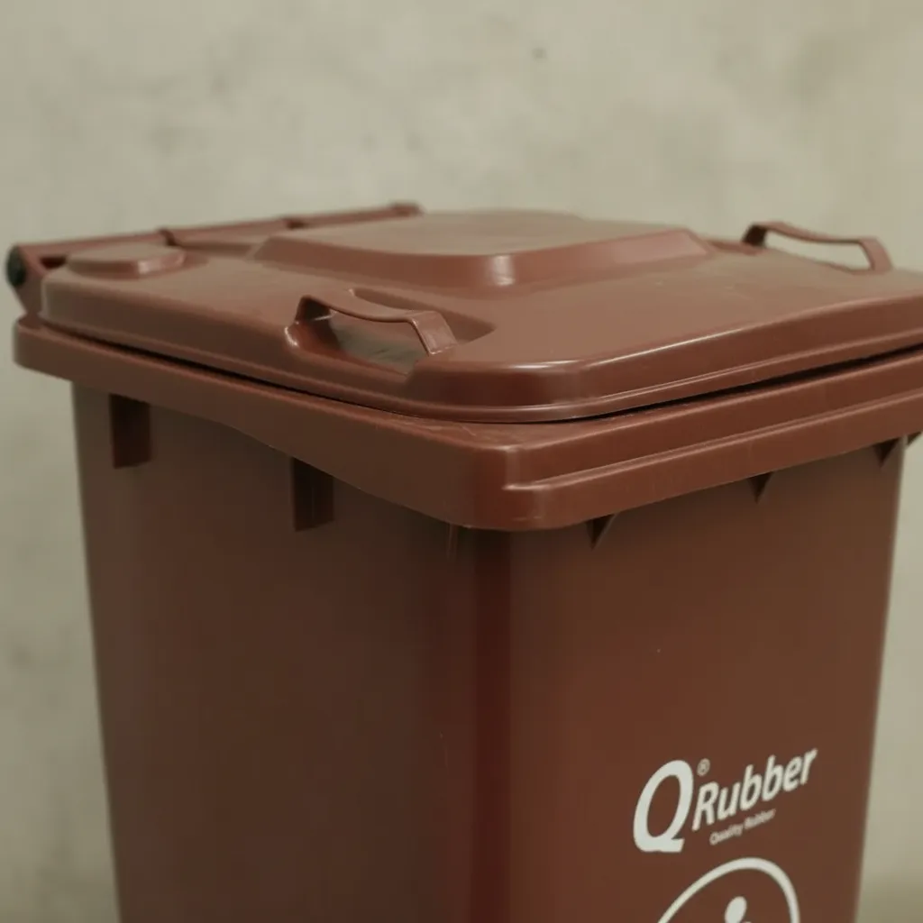 Basurero Contenedor Basura Qrubber 240 lts. Café QRubber-3