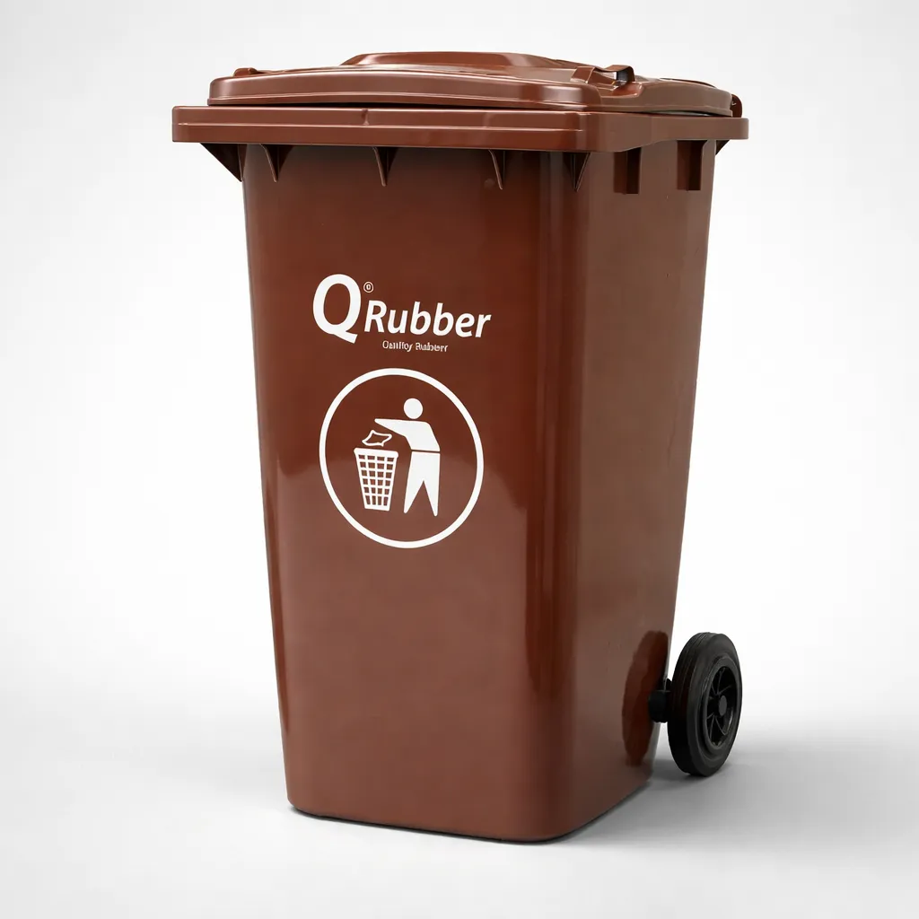 Basurero Contenedor Basura Qrubber 240 lts. Café QRubber-4