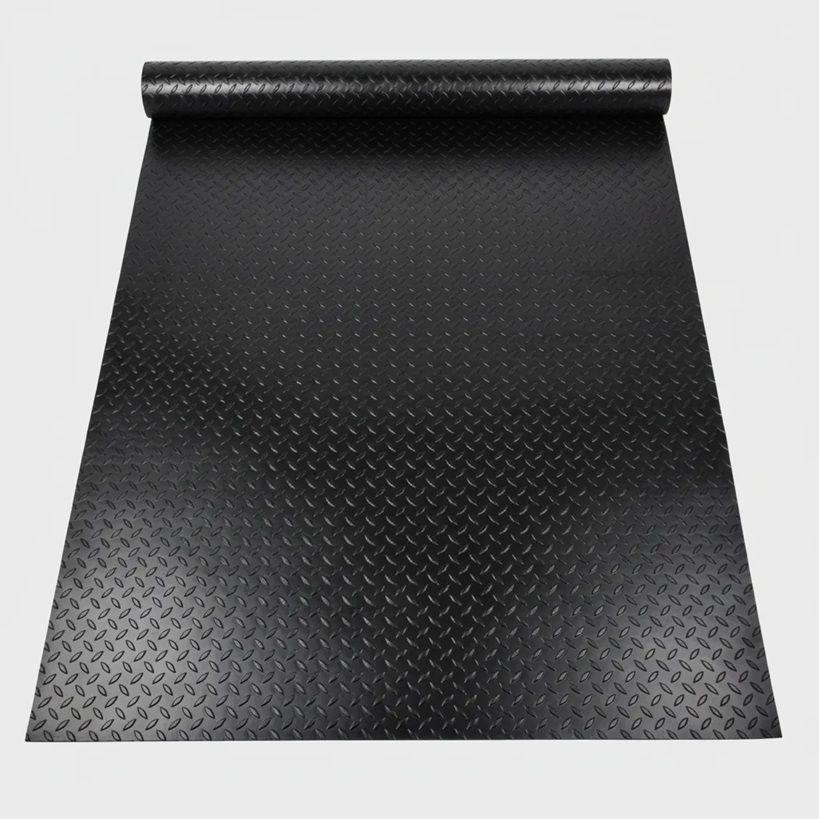 Piso de Goma Antideslizante Diamantado Negro 1x20mts QRubber-1