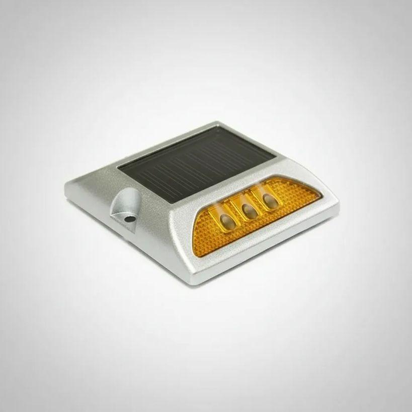 Tacha vial solar sin vástago doble led amarilla QRubber-3
