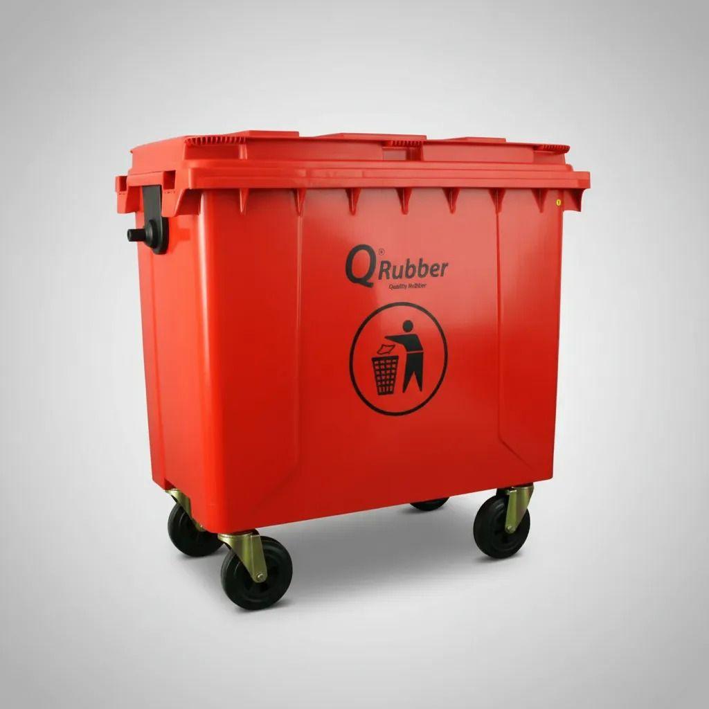 Basurero Contenedor Basura  660 lts rojo QRubber-3