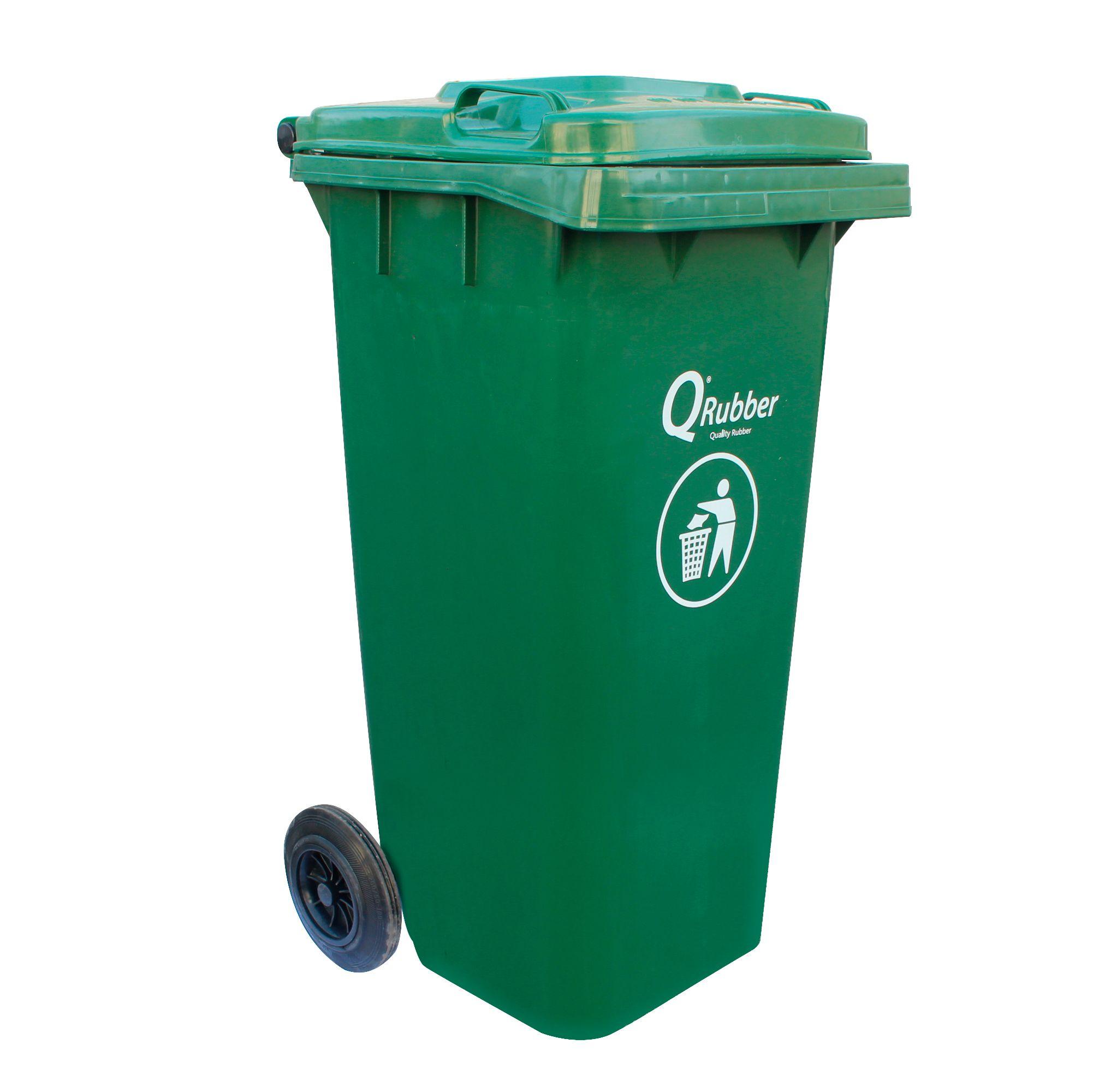 Basurero Contenedor Basura 120 lts.verde QRubber-1