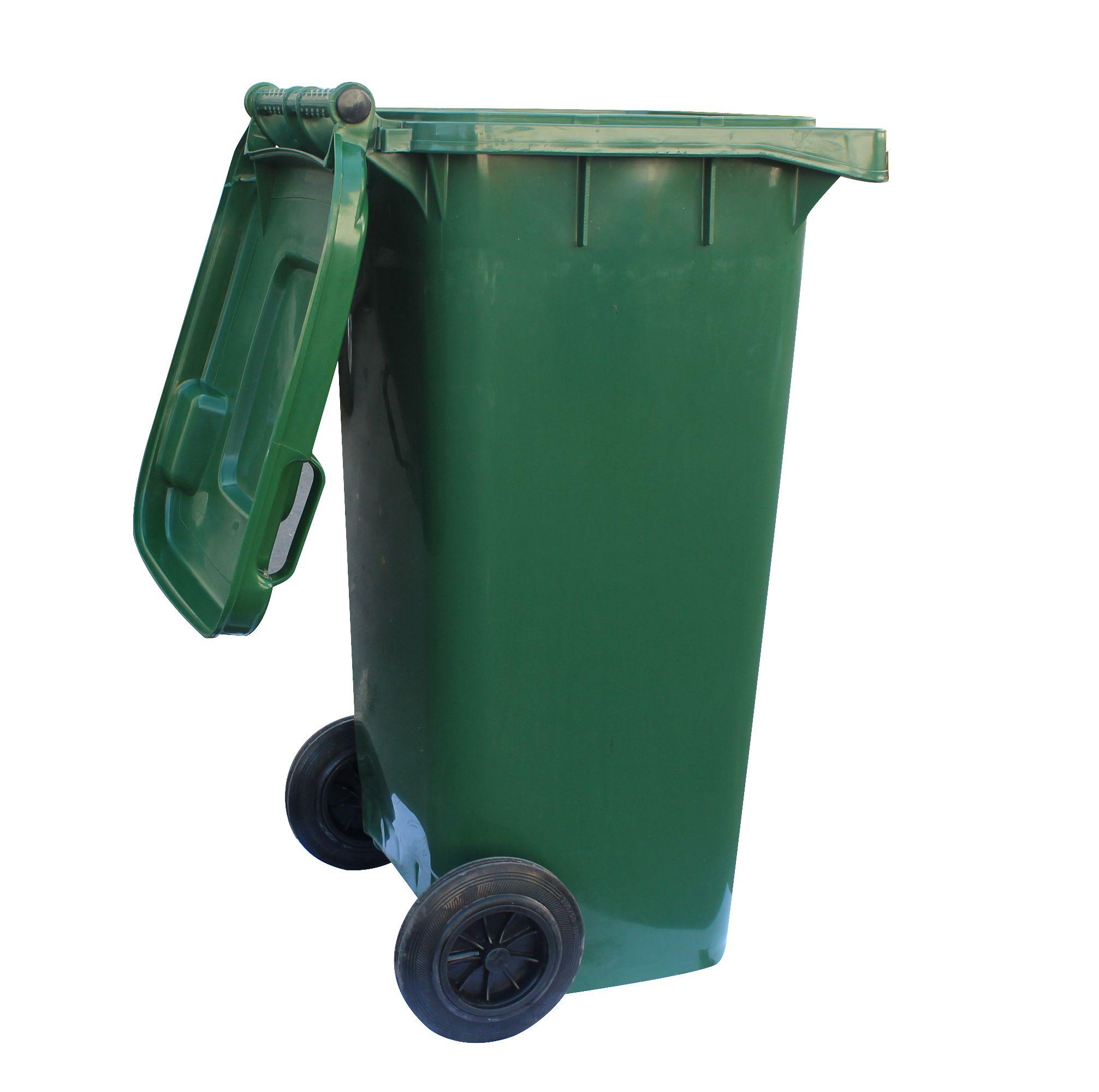 Basurero Contenedor Basura 120 lts.verde QRubber-2