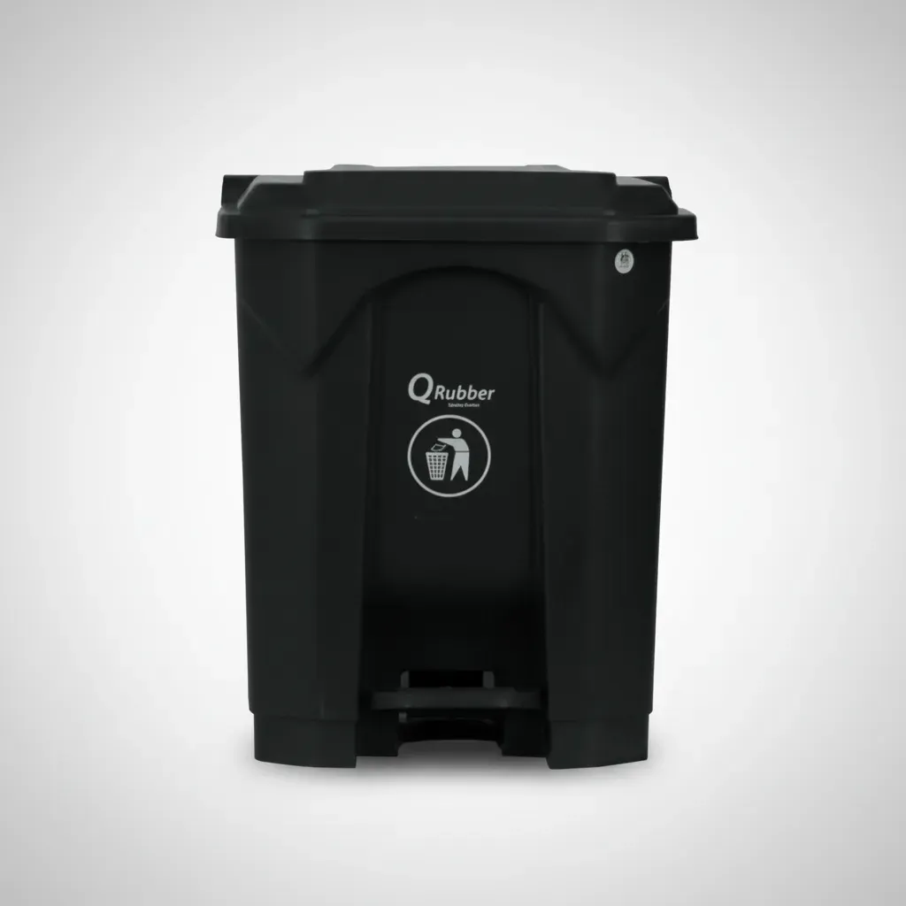 Basurero Contenedor Basura 30lts. gris con pedal QRubber-2