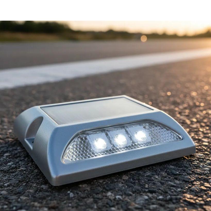 Tacha solar 132mmx122mmx74 doble led blanco QRubber-2