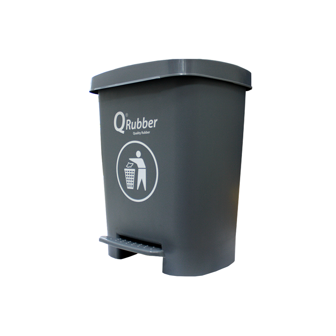 Basurero Contenedor Basura 30lts. gris con pedal Qrubber-2