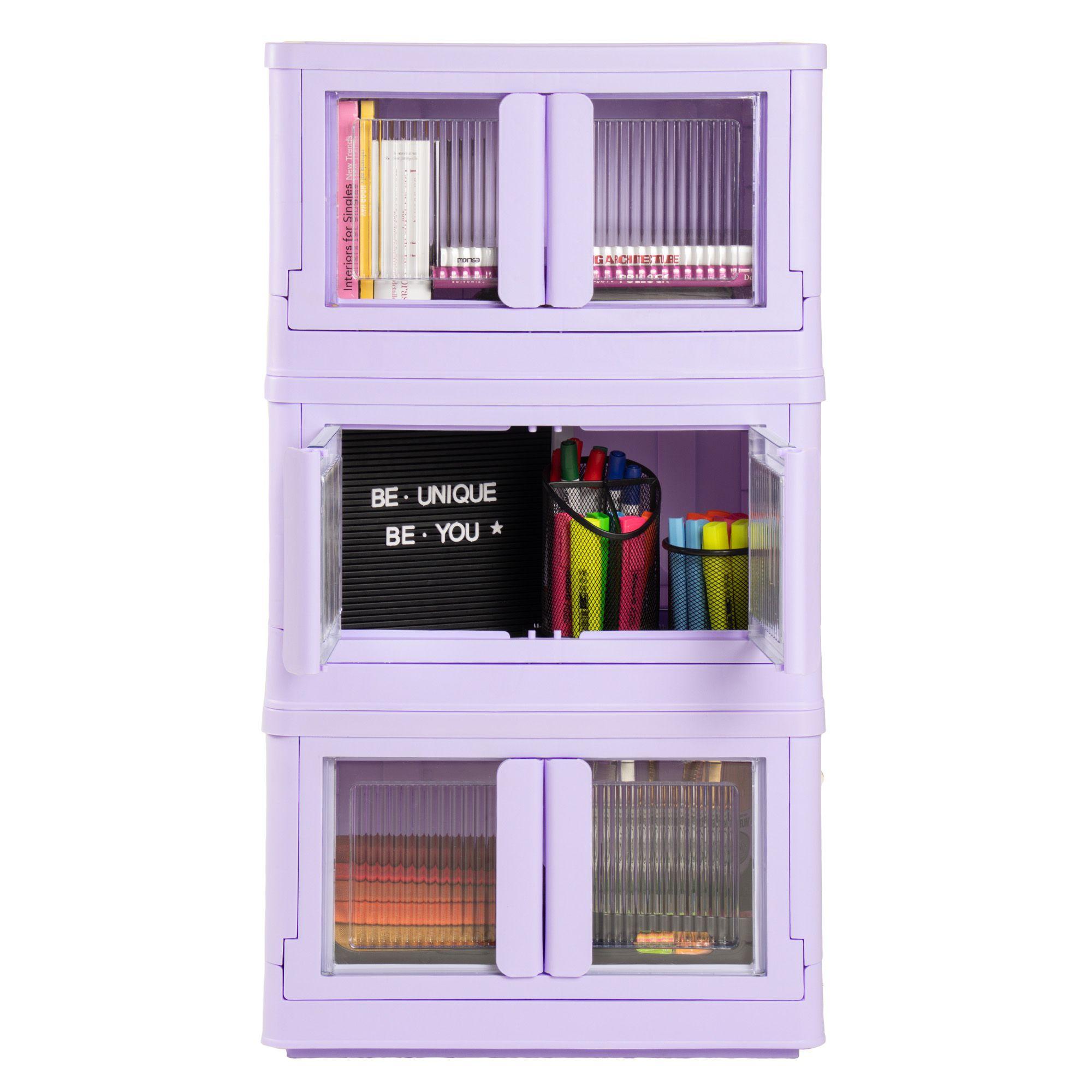 Caja Plegable Organizadora 3 Niveles Lila MQ Qrubber-2