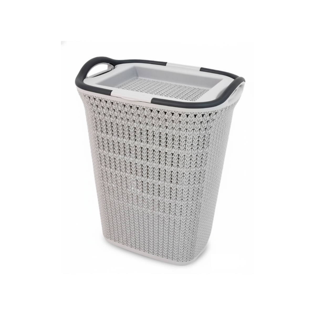 Canasto para ropa plástico 54L Crochet Gris MQ QRubber-0