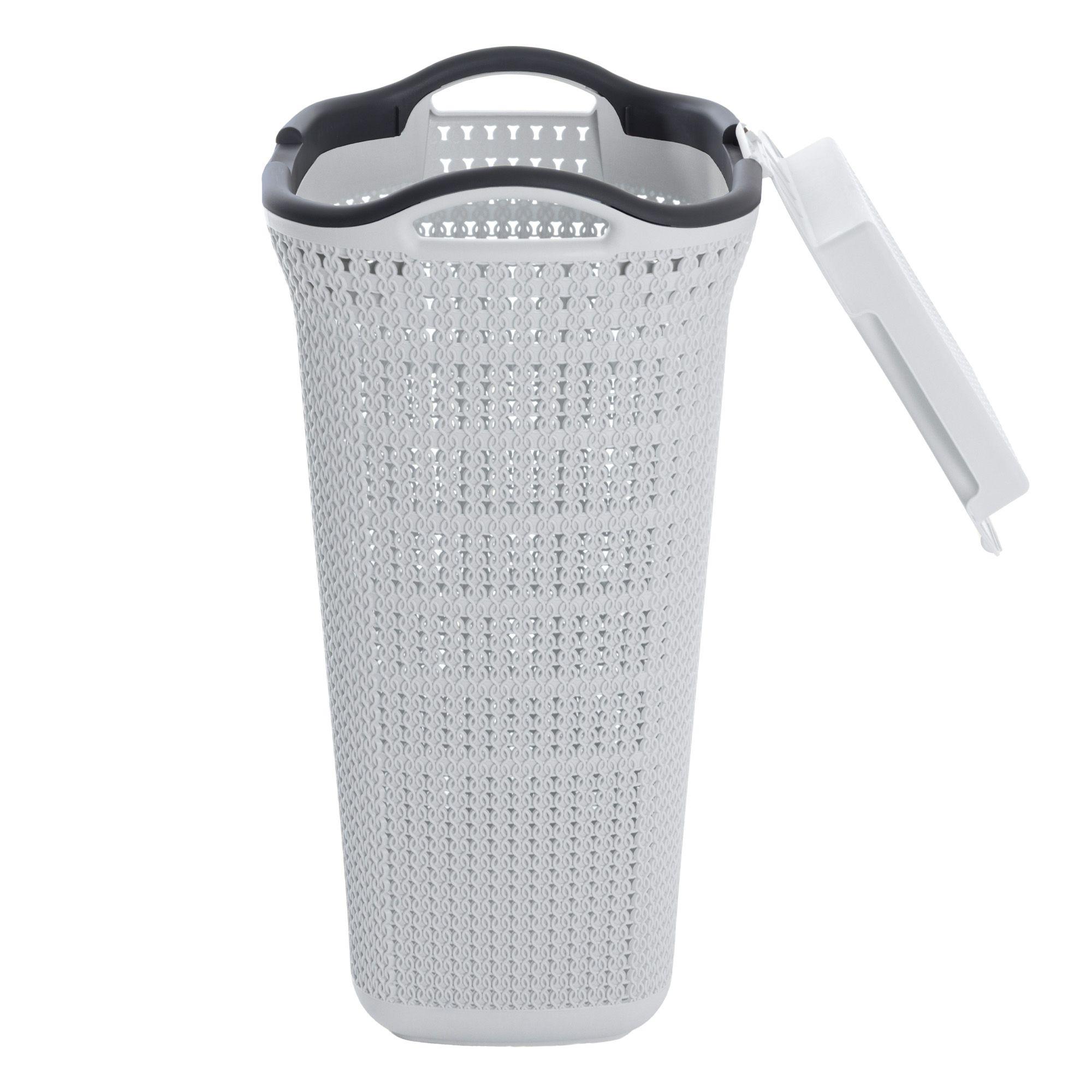 Canasto para ropa plástico 54L Crochet Gris MQ QRubber-1