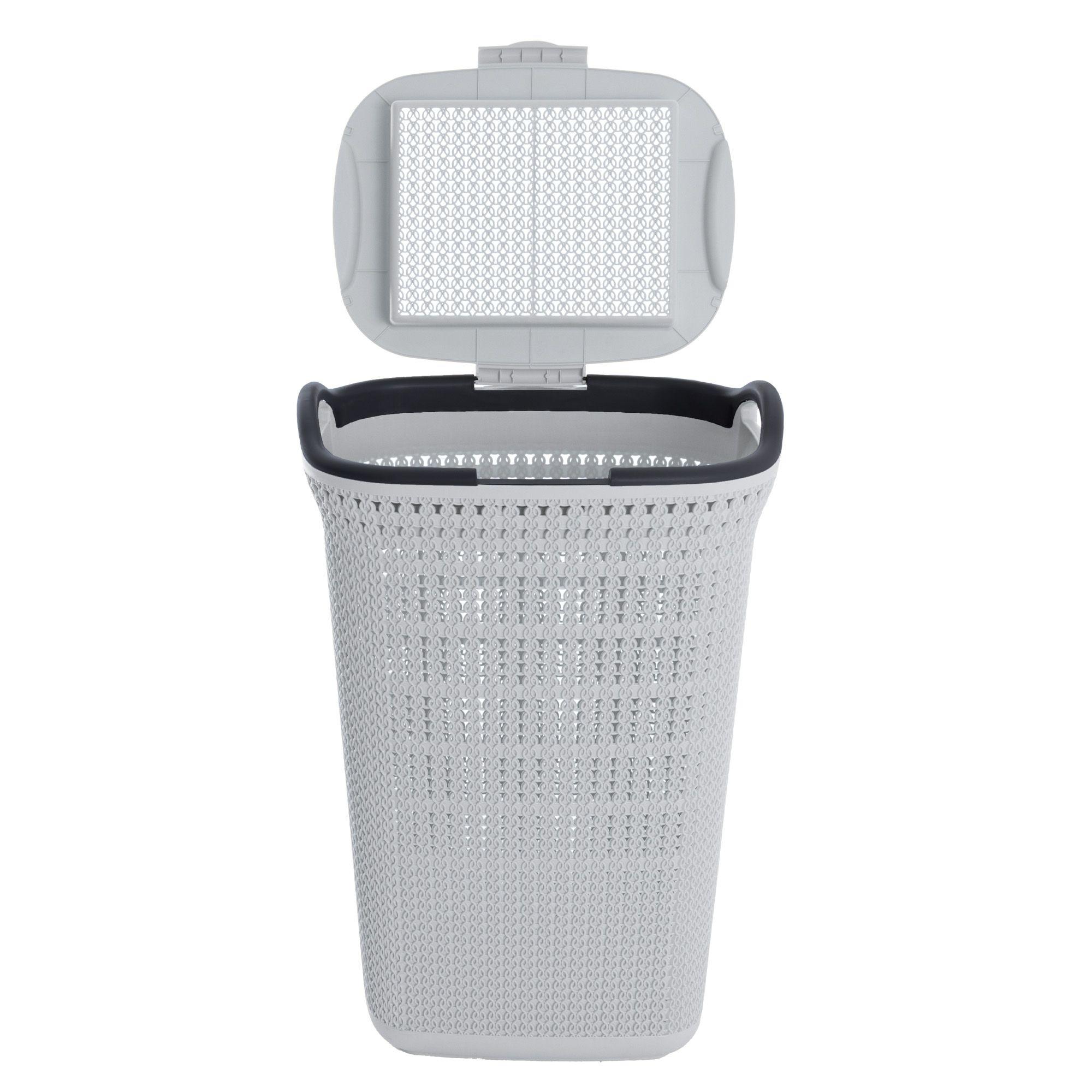 Canasto para ropa plástico 54L Crochet Gris MQ QRubber-3