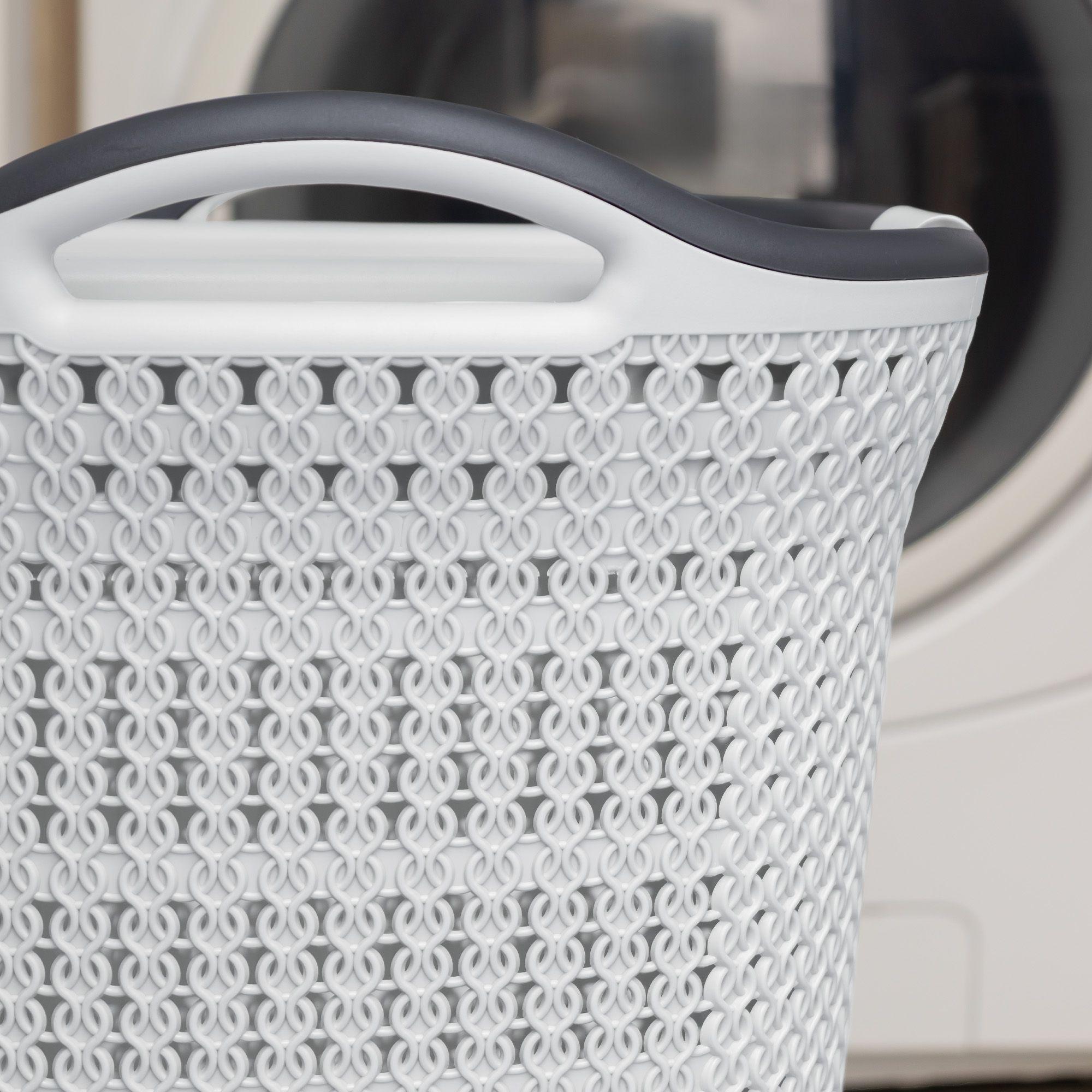 Canasto para ropa plástico 54L Crochet Gris MQ QRubber-9