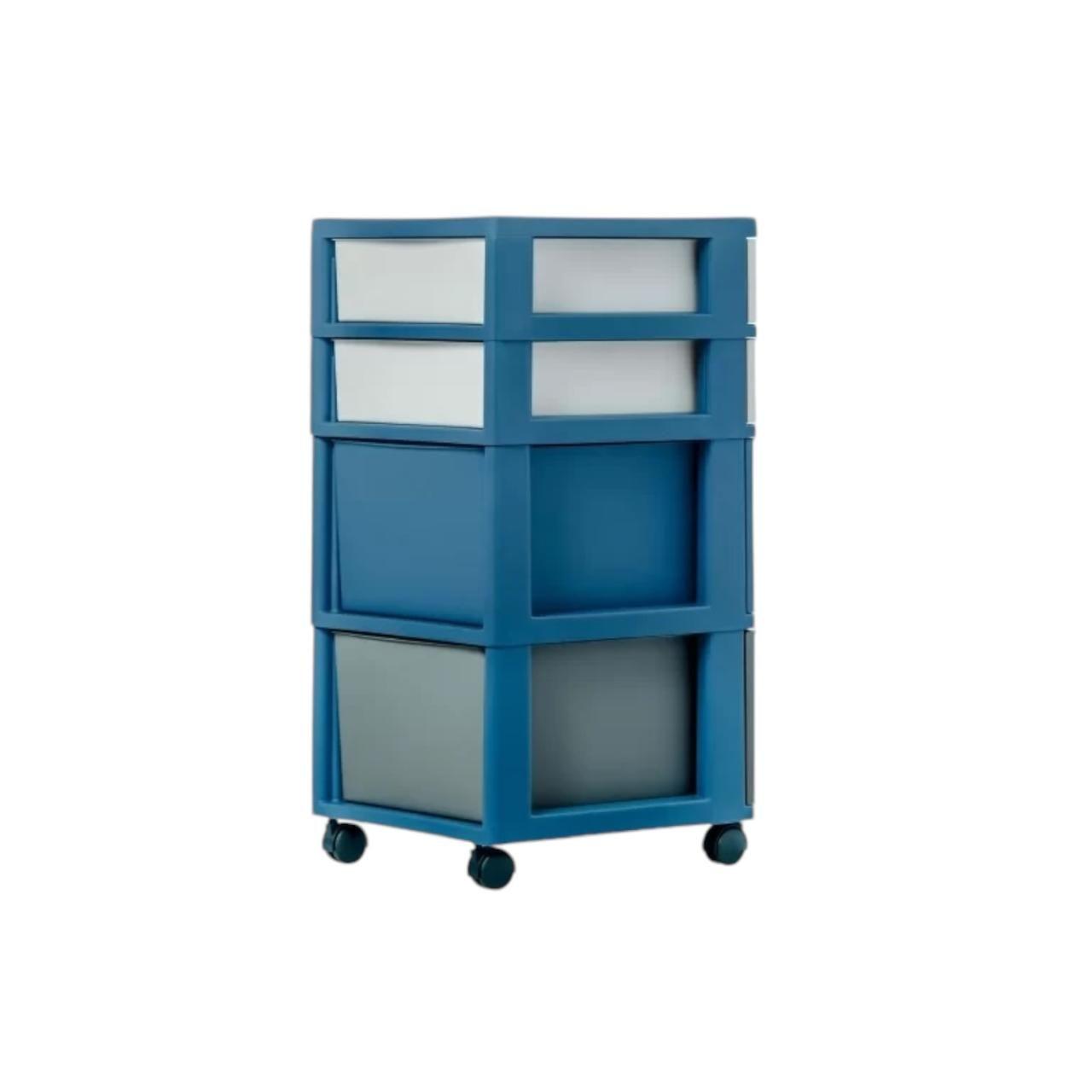 Cajonero 4 Niveles Space Azul Blanco tipo Rattán MQ QRubber-3