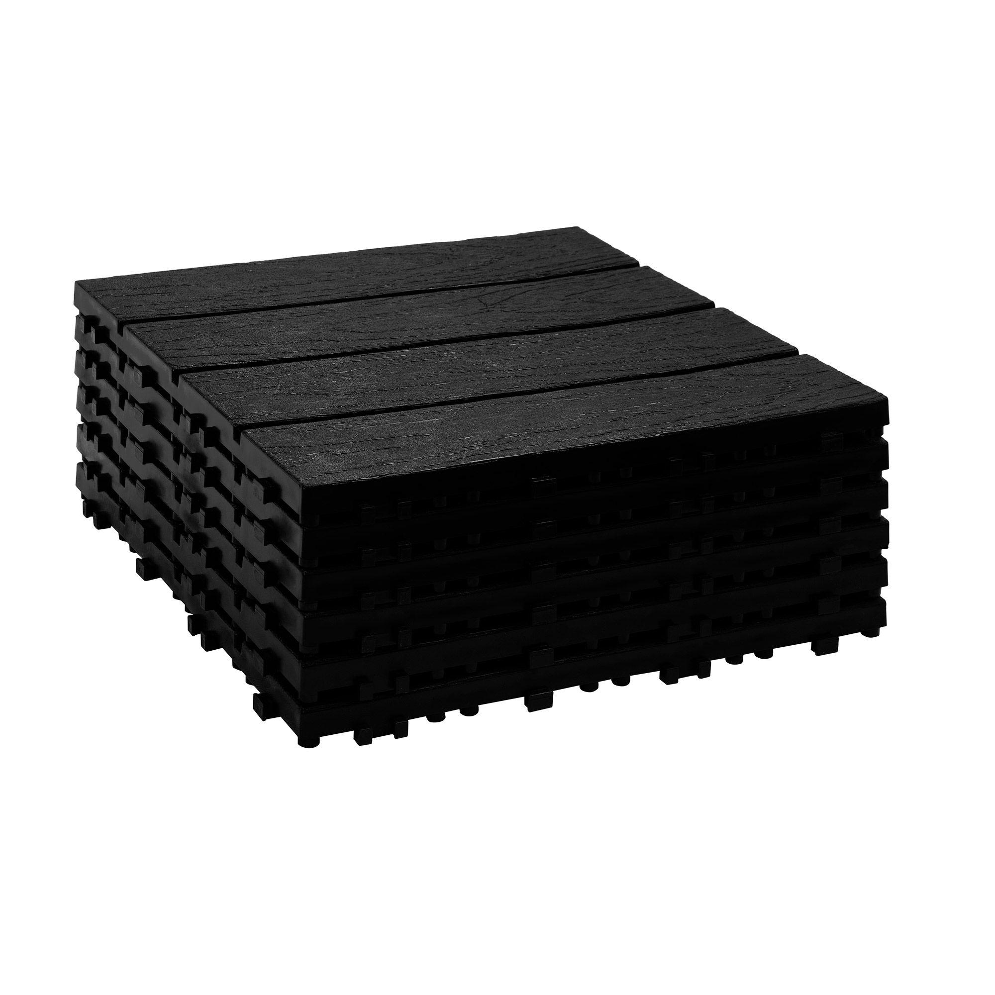Piso Jardín Armable Tipo Deck 9 Unidades Negro MQ - QRubber-9