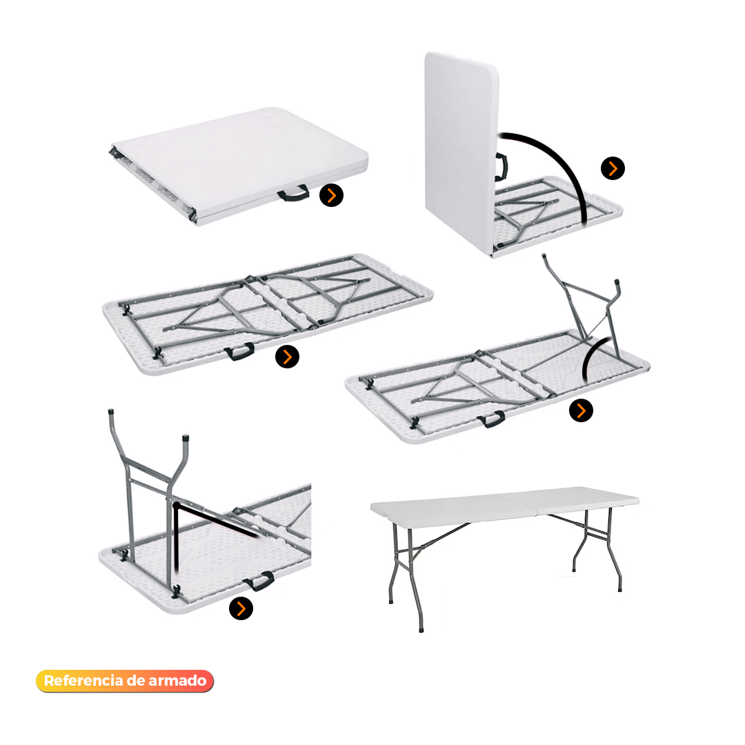 Mesa Plegable Tipo Maleta Blanca QRubber-2