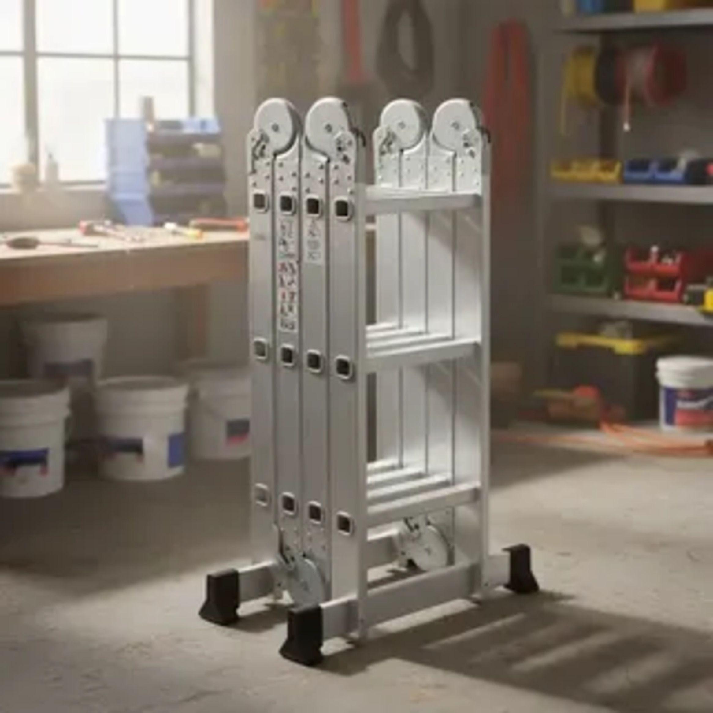 Escalera Aluminio Multiuso 3,5 mt. 12 peldaños QRubber-3