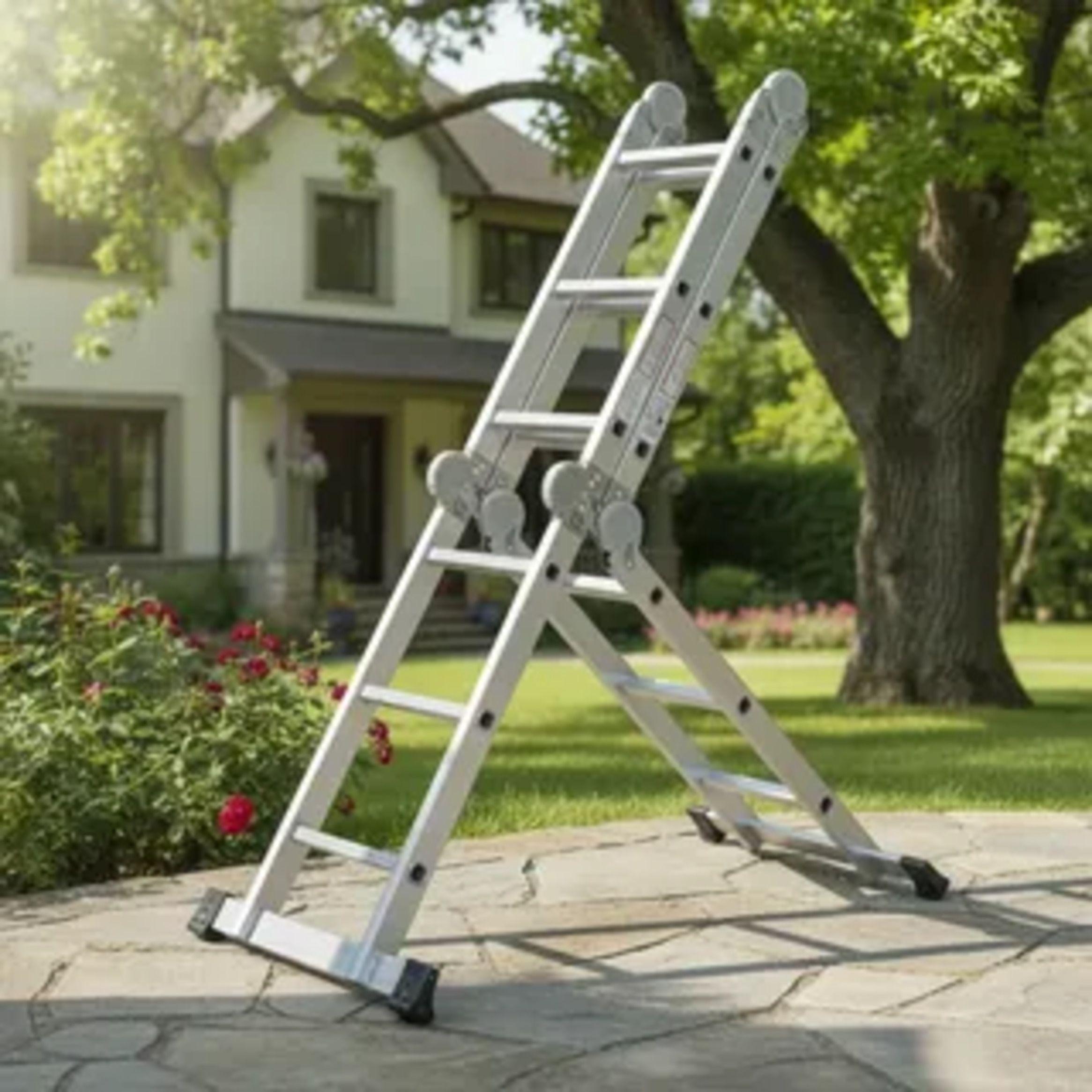 Escalera Aluminio Multiuso 3,5 mt. 12 peldaños QRubber-4