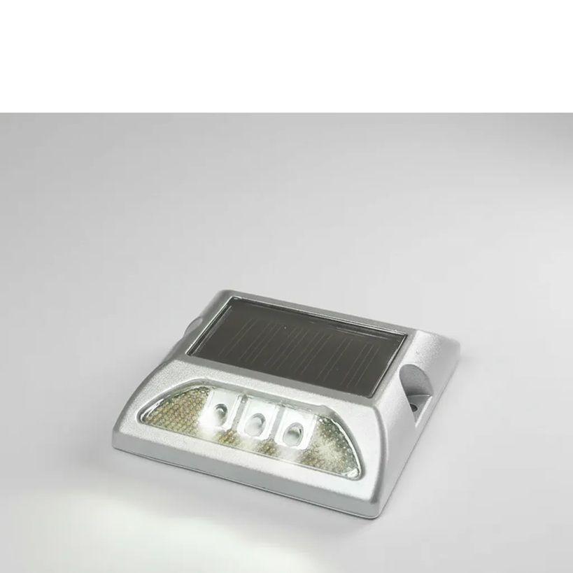 Tacha viabilidad solar sin vástago doble led blanca QRubber-1